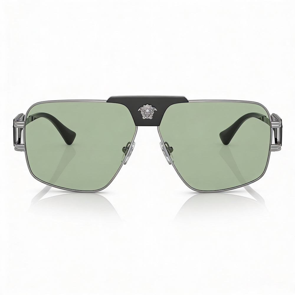 Gafas de sol unisex clásicas Versace con montura de acero de aleación multicolor, color verde, con protección UV, 63-12-145