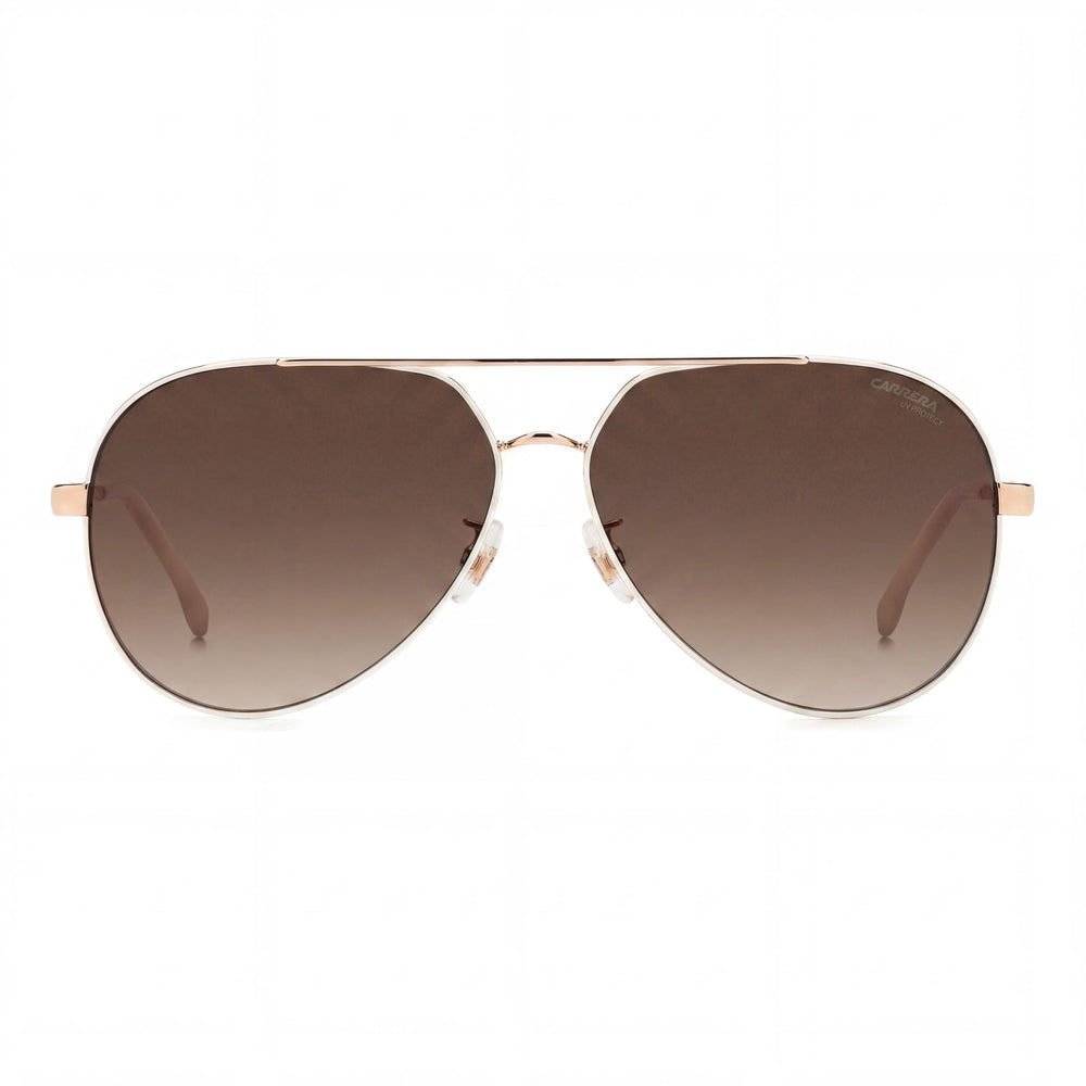 Carrera Women's CARRERA 3005/S Pilot Sunglasses, White Copper Gold Stainless Steel Frame, Brown Shaded UV Lenses, 63mm