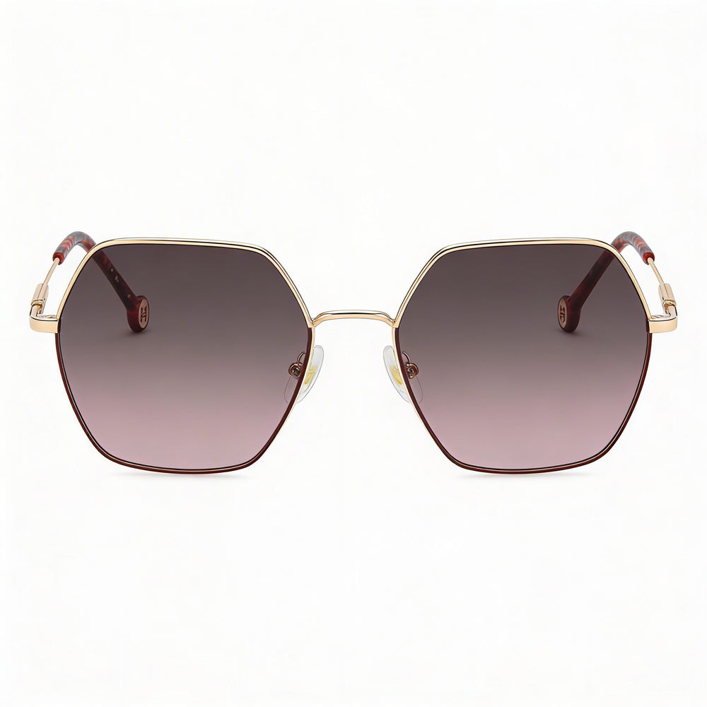 Carolina Herrera Essential Women's Lightweight Metal Gold Burgundy UV Protection Polycarbonate Sunglasses 55mm
