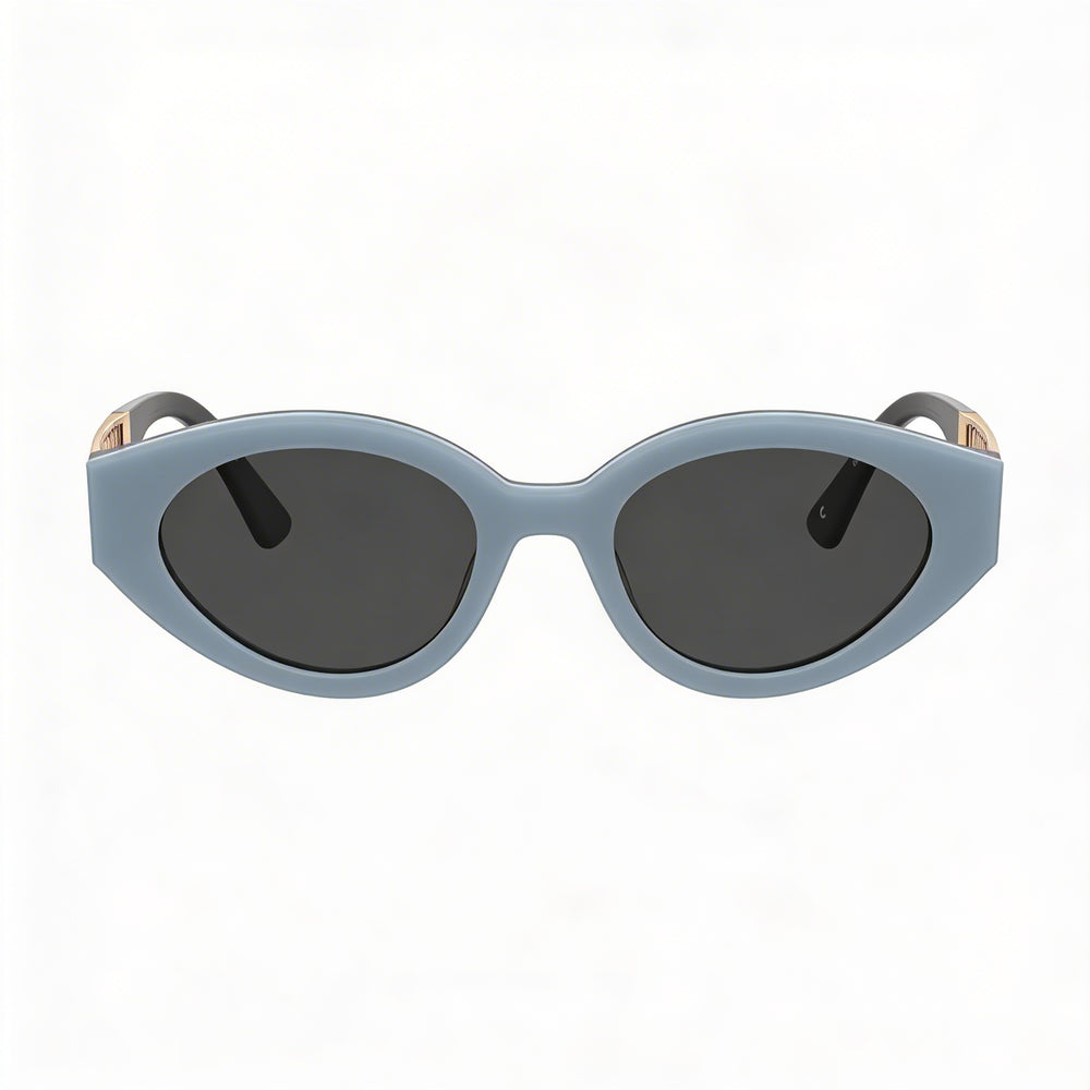 Gafas de sol Moschino informales para mujer con montura de acetato azul cielo y lentes de policarbonato grises, 51 mm de ancho de lente