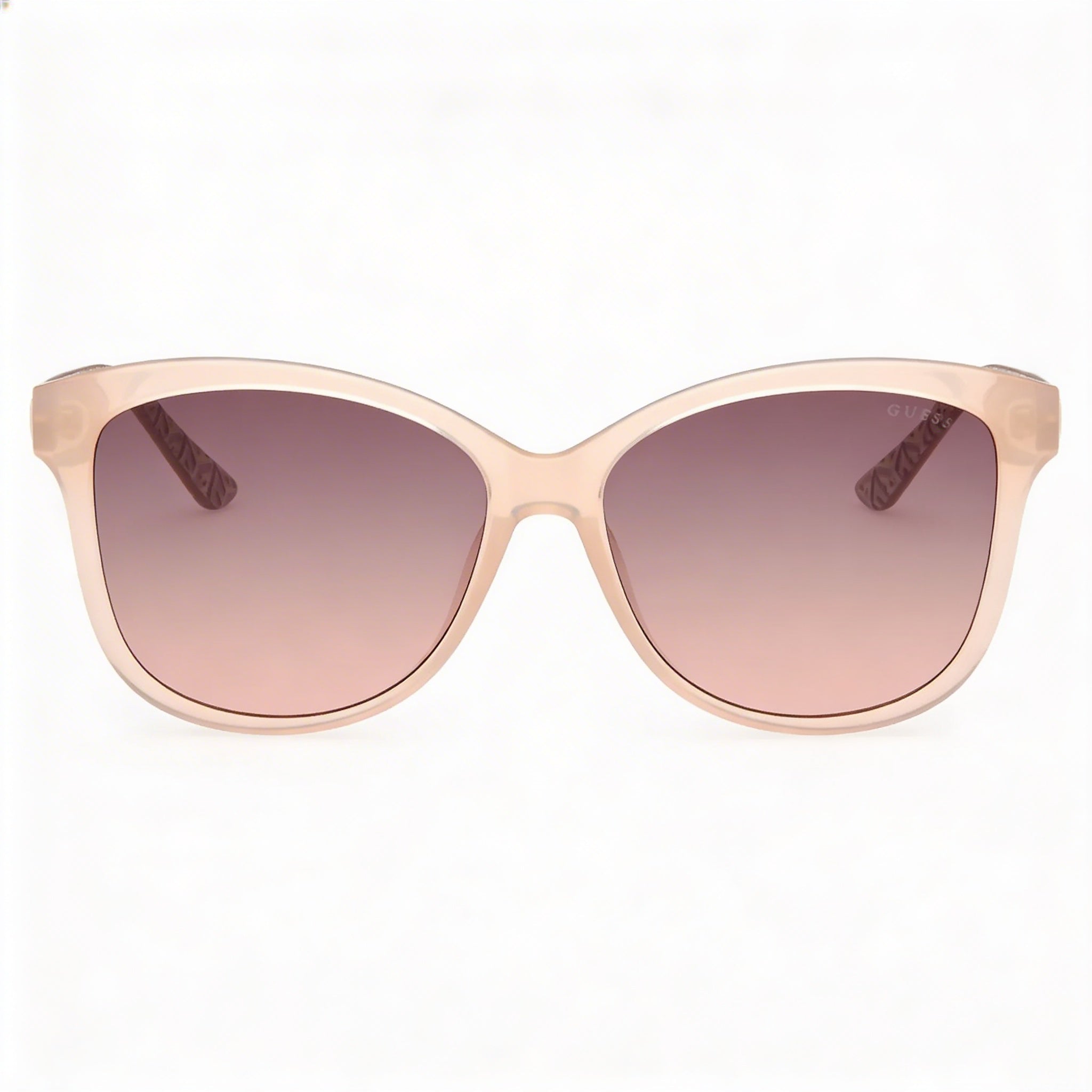 Gafas de sol de mujer GUESS redondas de montura completa de plástico con protección UV no polarizadas, montura beige, lentes marrones degradadas, 58 mm, Photo 2