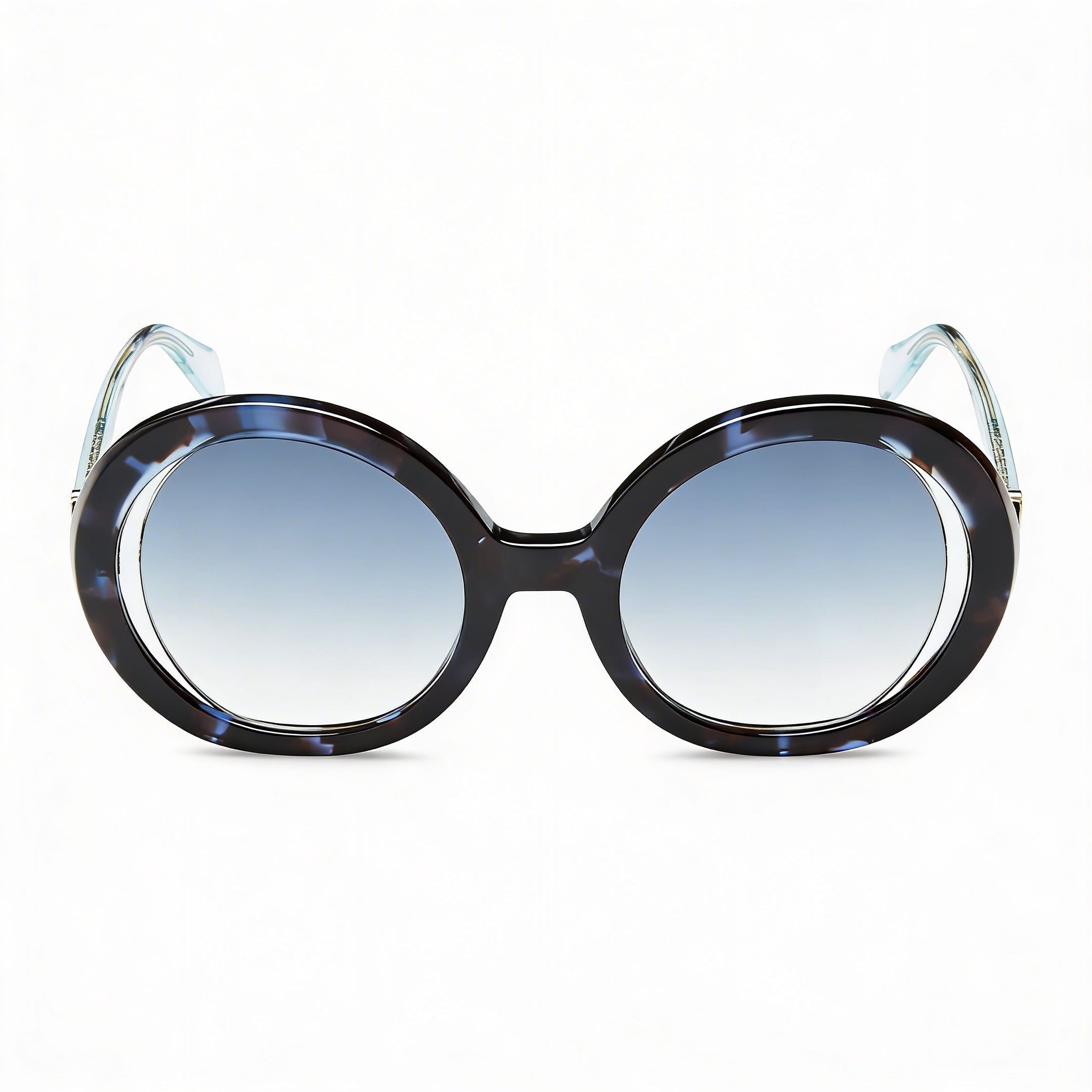 Just Cavalli Casual Women's Blue Havana Metal Acetate Rounded Sunglasses with Smoke Gradient Yellow Lenses UV Protected 58-17-140, Photo 2