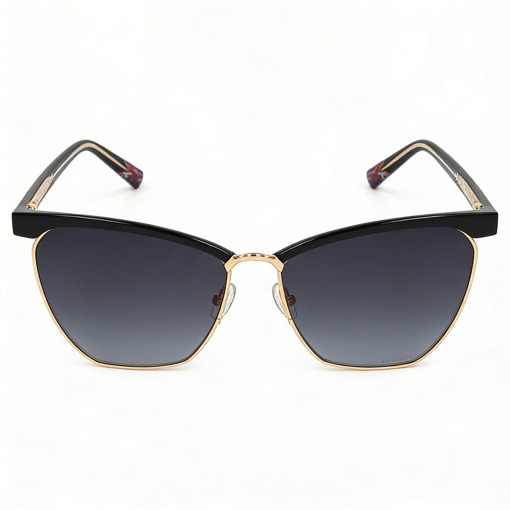 M Missoni Women's Eyewear Black Grey Shaded Metal Frame Black Gold Gradient Square UV Protected Sunglasses 60mm