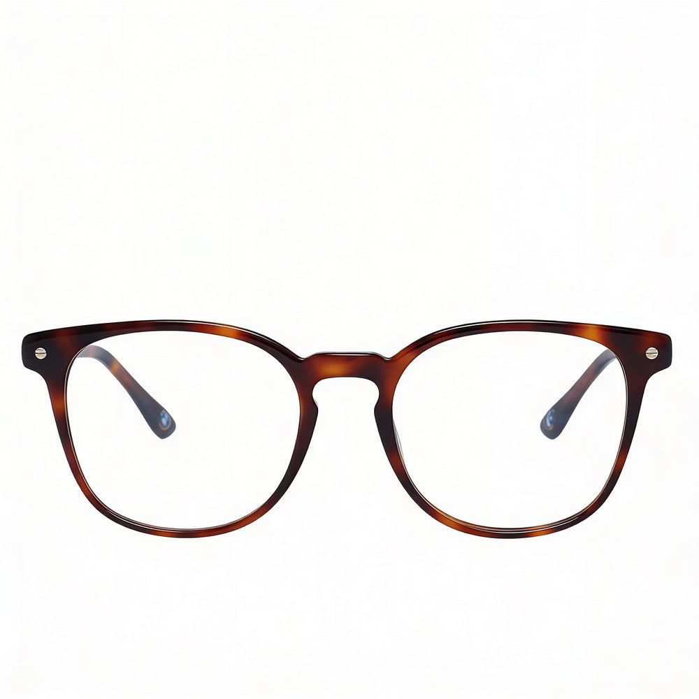 Gafas BMW casuales para hombre, redondas, plástico Havana rubio, lentes transparentes, 52-19-145mm