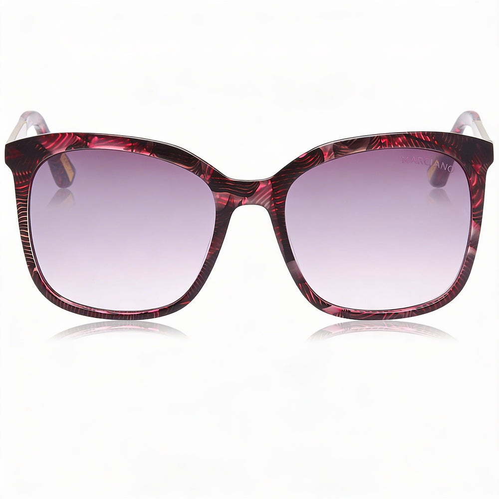 Guess Classic Women's Shiny Violet Plastic Frame Mirrored Burgundy Plastic Non-Polarized Sunglasses 54mm