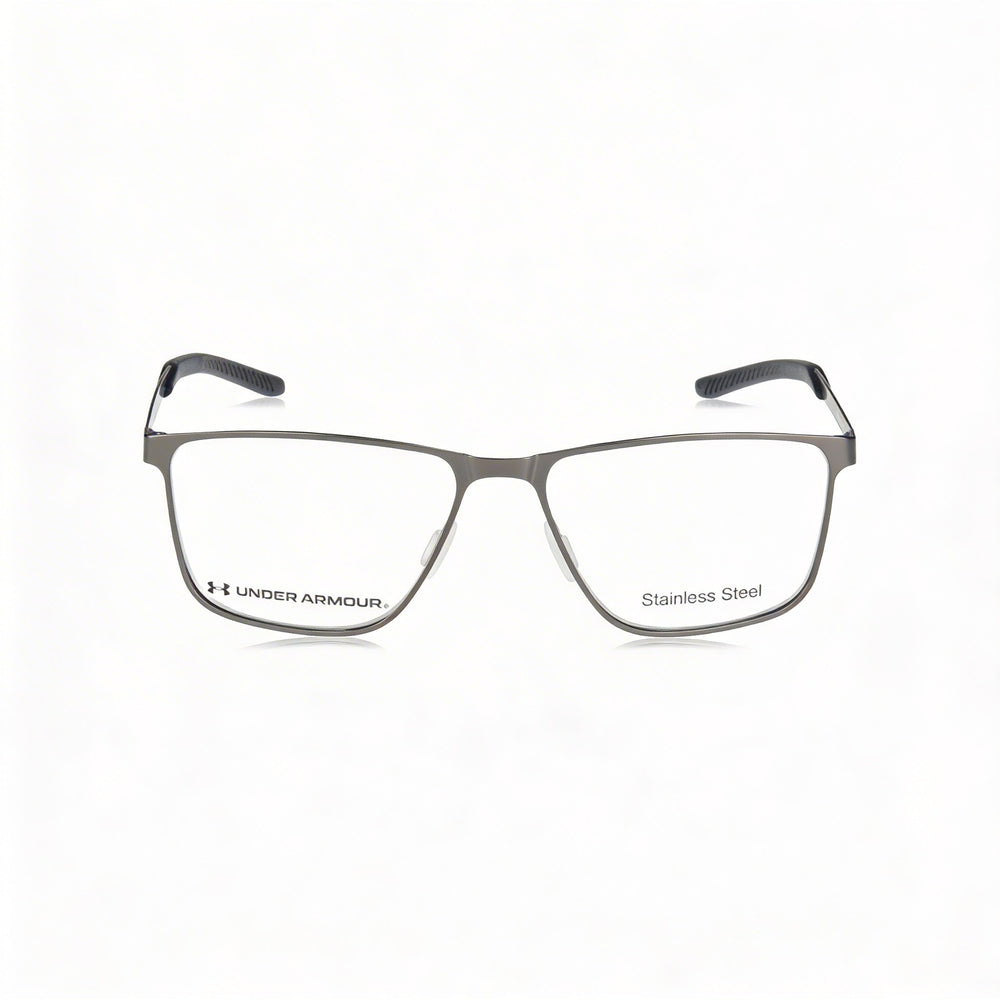 Under Armour Casual Men's Rectangle Full Rim Stainless Steel Eyeglasses Matte Ruthenium Grey 54mm