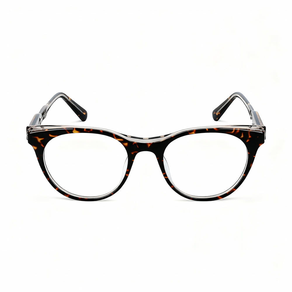 Calvin Klein Women's CKJ19107 Cat Eye Eyeglasses, Dark Havana Acetate Frame, Clear Polycarbonate Lens 52mm