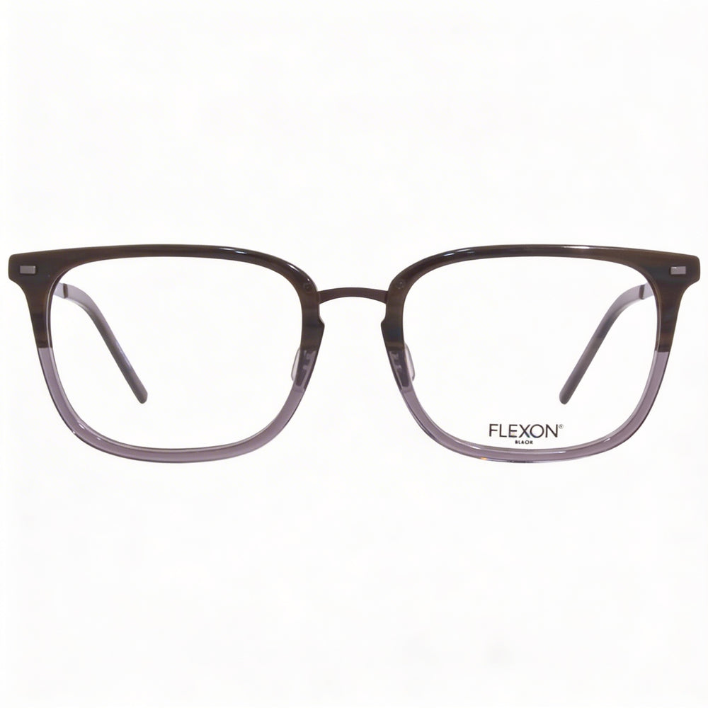 Gafas unisex Flexon B2020 de montura cuadrada completa con montura metálica en tono marrón cuerno degradado plateado de 55 mm