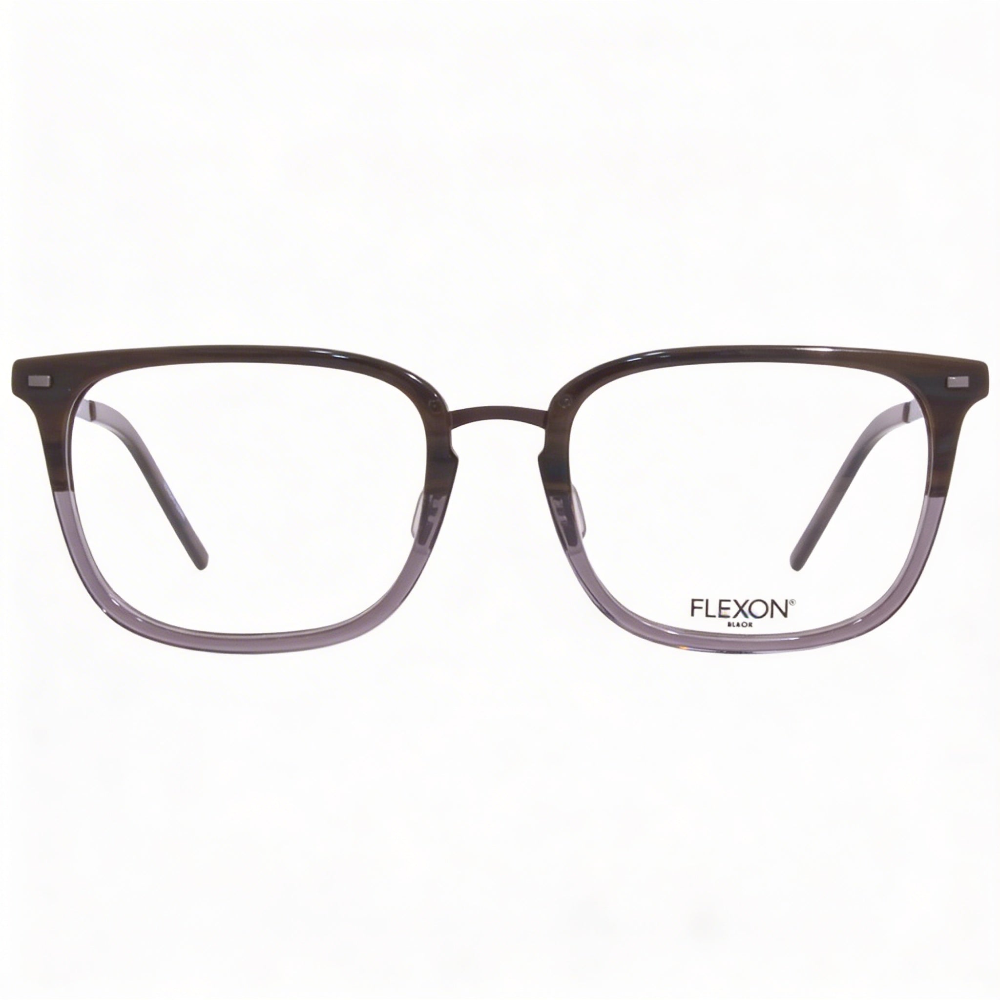 Gafas unisex Flexon B2020 de montura cuadrada completa con montura metálica en tono marrón cuerno degradado plateado de 55 mm, Photo 2