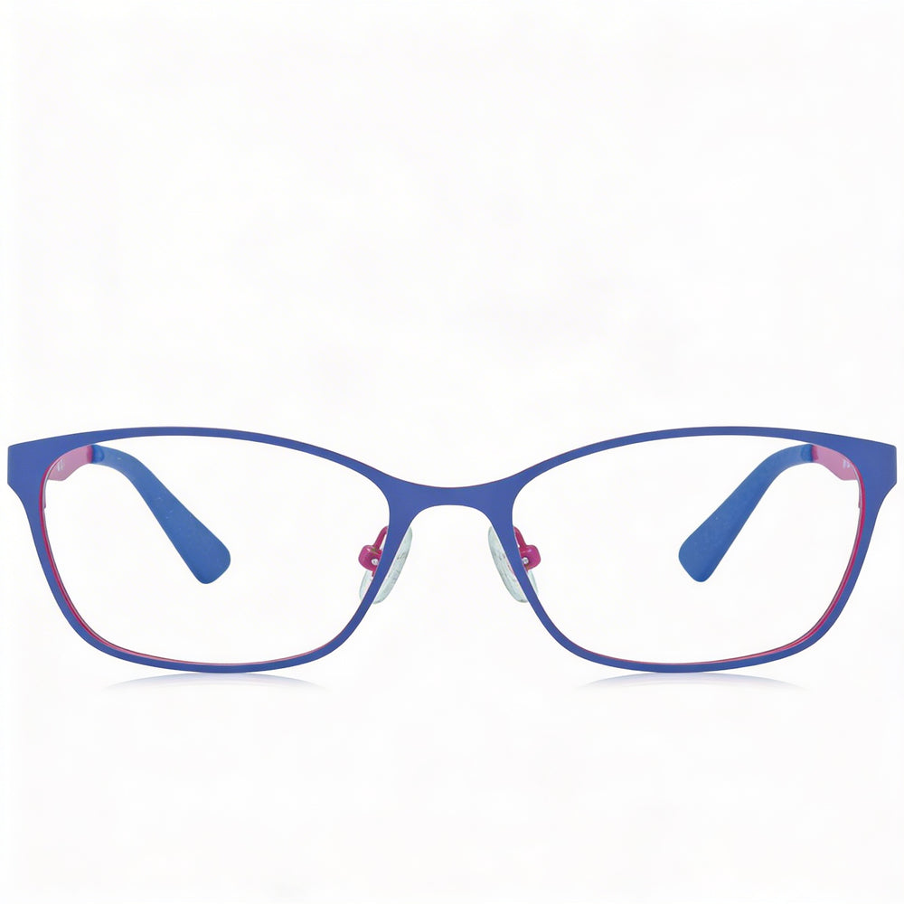 GUESS Modern Women's Matte Blue Metal Frame Eyeglasses with 52mm Clear Non- Polycarbonate Lenses