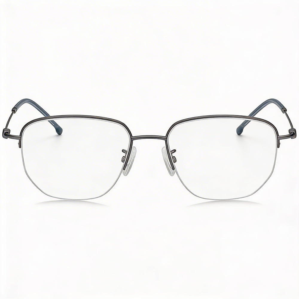 Gafas modernas para hombre Hugo Boss, montura de acero de aleación rutenio oscuro mate, lentes de policarbonato, 54-18-145 mm