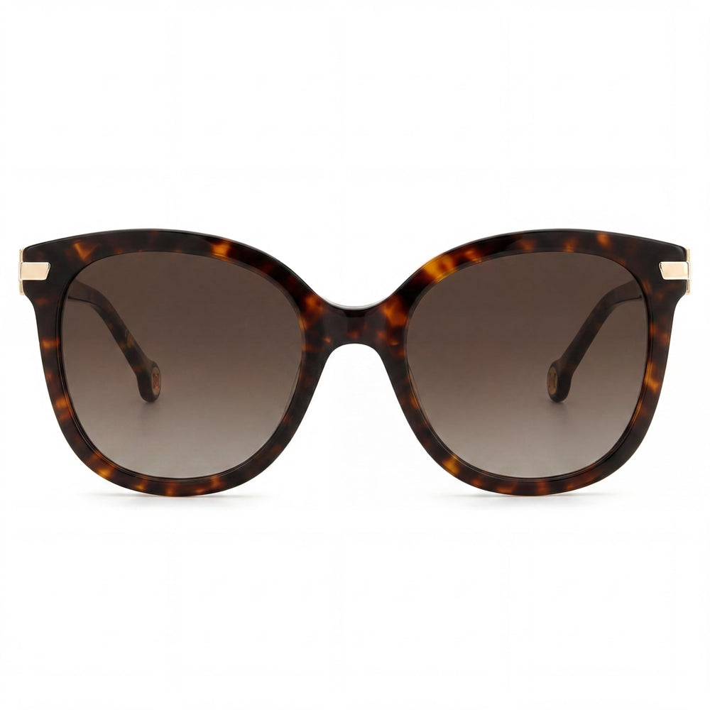 Gafas de sol Carolina Herrera casual de acetato para mujer con montura Habana y lentes de policarbonato marrón degradado con protección UV de 55 mm