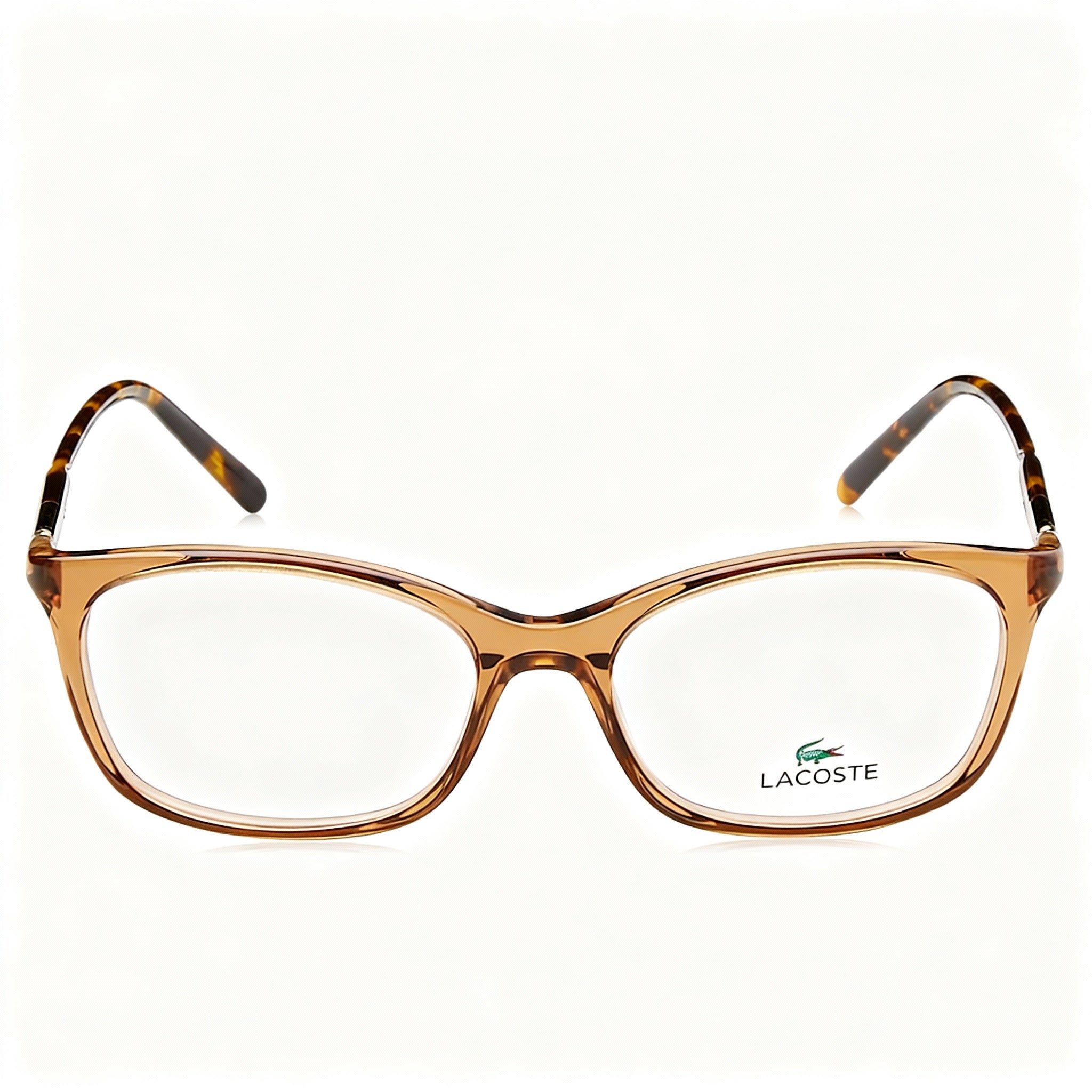 Lacoste L2900 Modern Style Women's Transparent Brown Plastic Frame Eyeglasses, Size 55mm