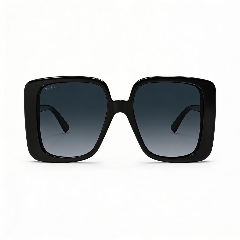 Gucci Gg1314s Women's Square Recycled Acetate Black Grey Gold-logo UV Protected Sunglasses 55mm