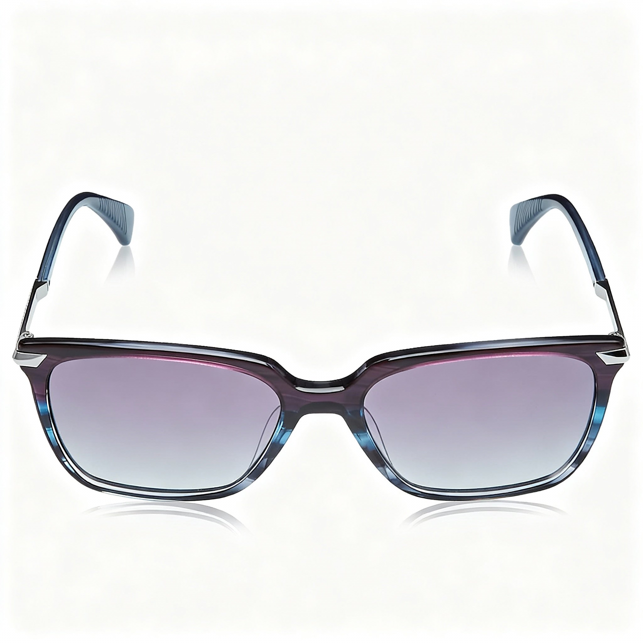 rag & bone Modern Women's Acetate Full Rim Square Sunglasses, Blueviolhorn, Grey Lenses 55-17-140