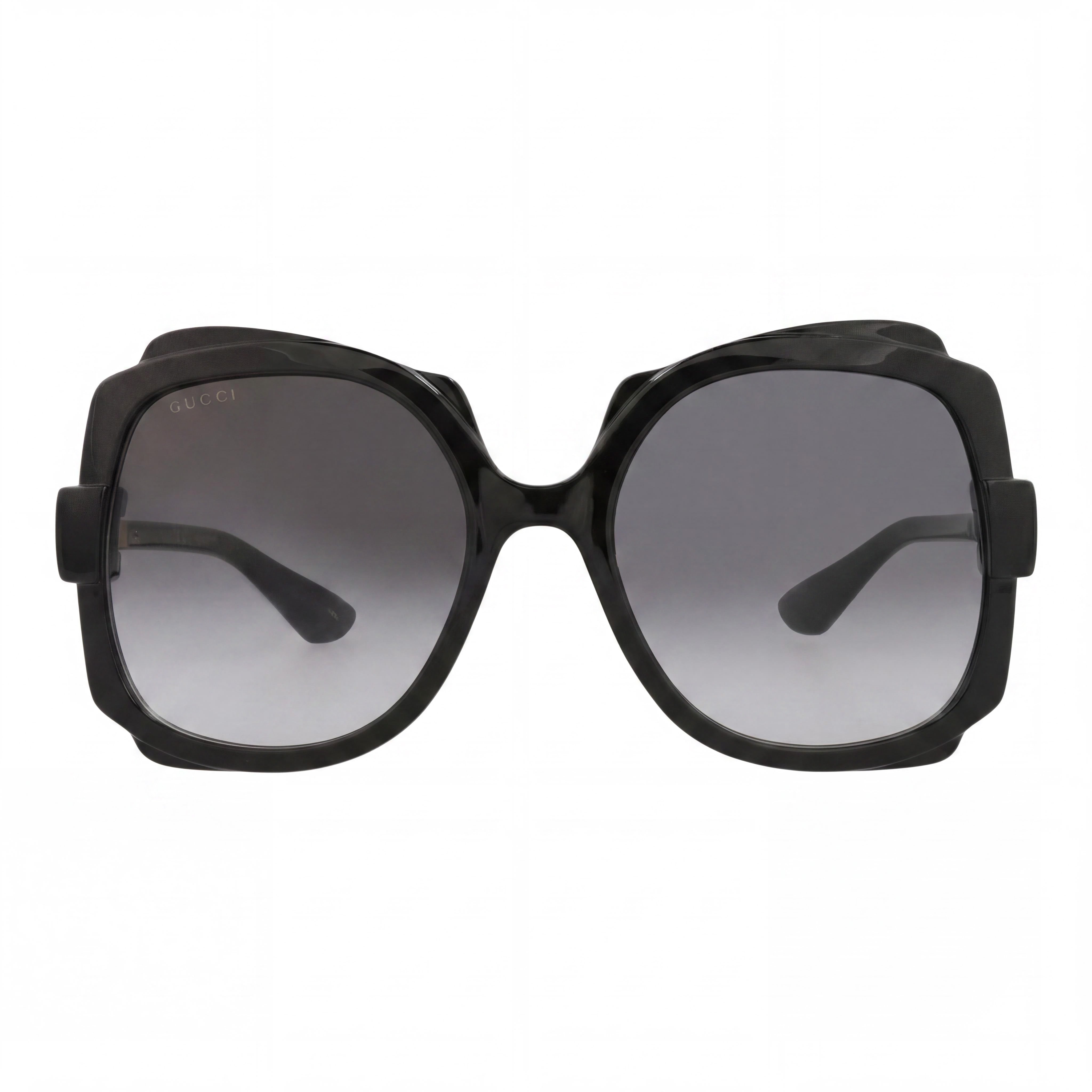 Gucci Women's Round/Oval Sunglasses, Black Grey Plastic Frame, Gradient Grey Lenses, 57mm Lens Width, Photo 2
