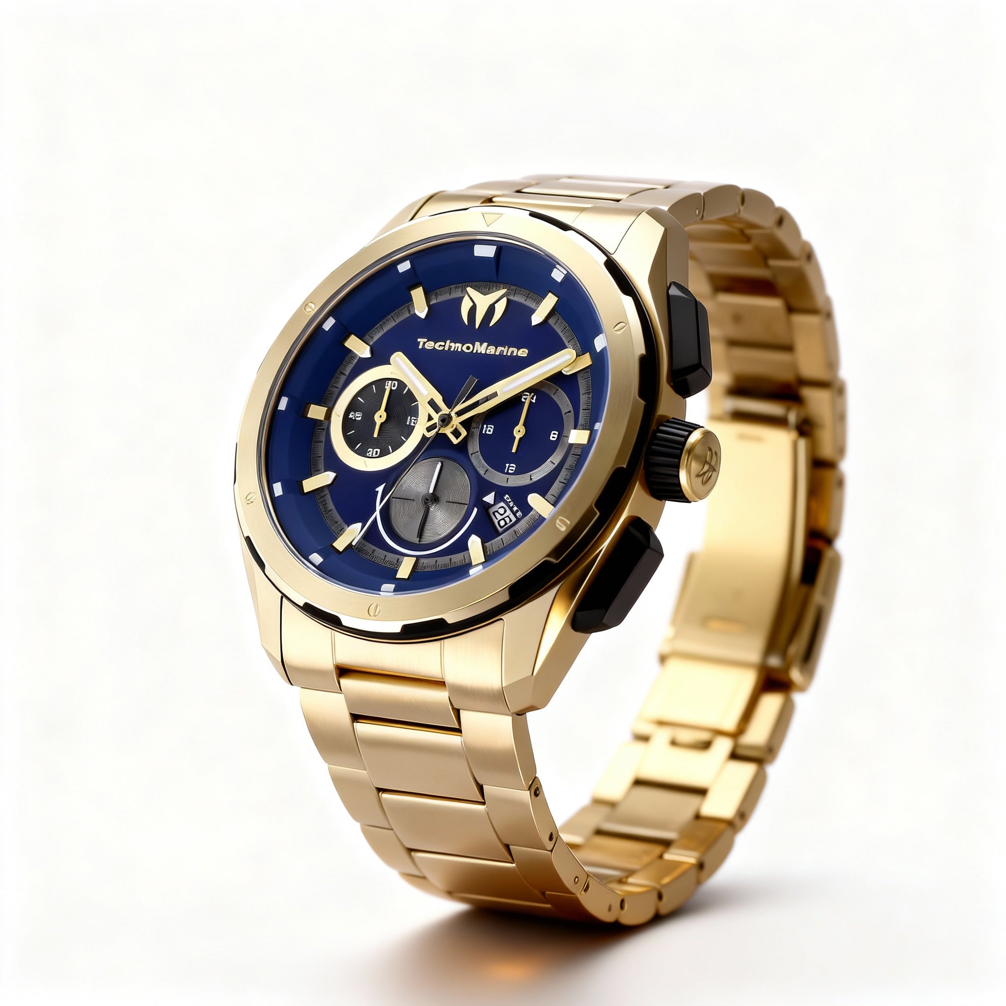 TechnoMarine OCEAN - NOMAD Unisex Two-tone Black & Gold Stainless Steel Navy Dial Quartz 100m Watch 43mm Case