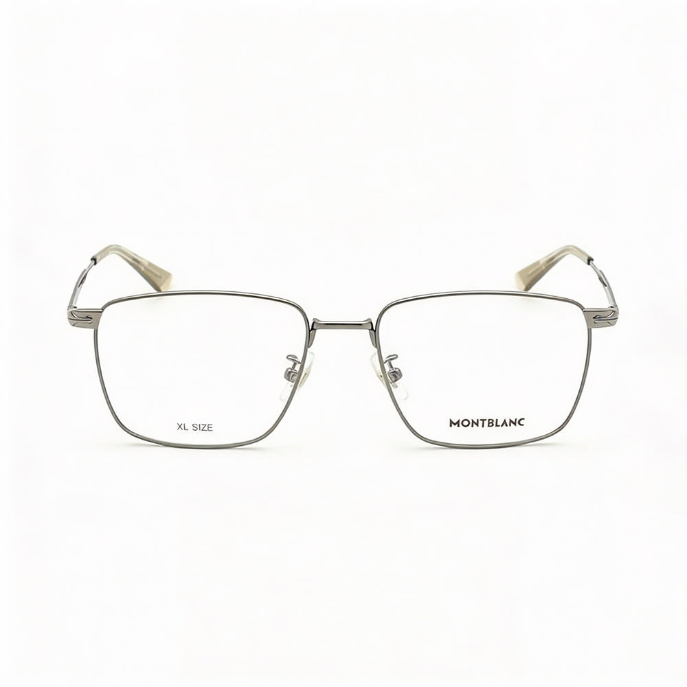 Gafas Montblanc Classic para hombre, montura de plástico transparente y metalizado, lentes de plástico, 29-18-120 mm