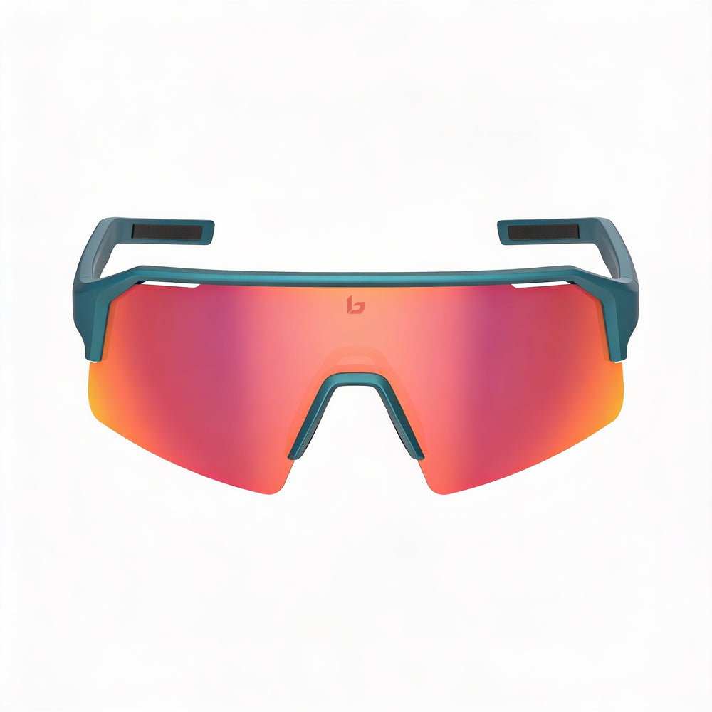 bollé Half Rim Shield Unisex Sunglasses, Creator Teal Metallic, Volt Ruby Polycarbonate, UV Protection, 140mm