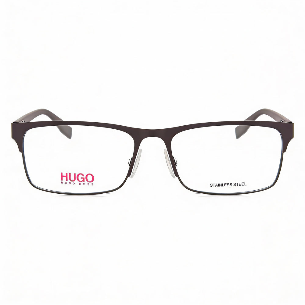 Gafas graduadas HUGO HG 0293 para hombre y mujer, acero inoxidable marrón mate, montura rectangular completa, 56 mm