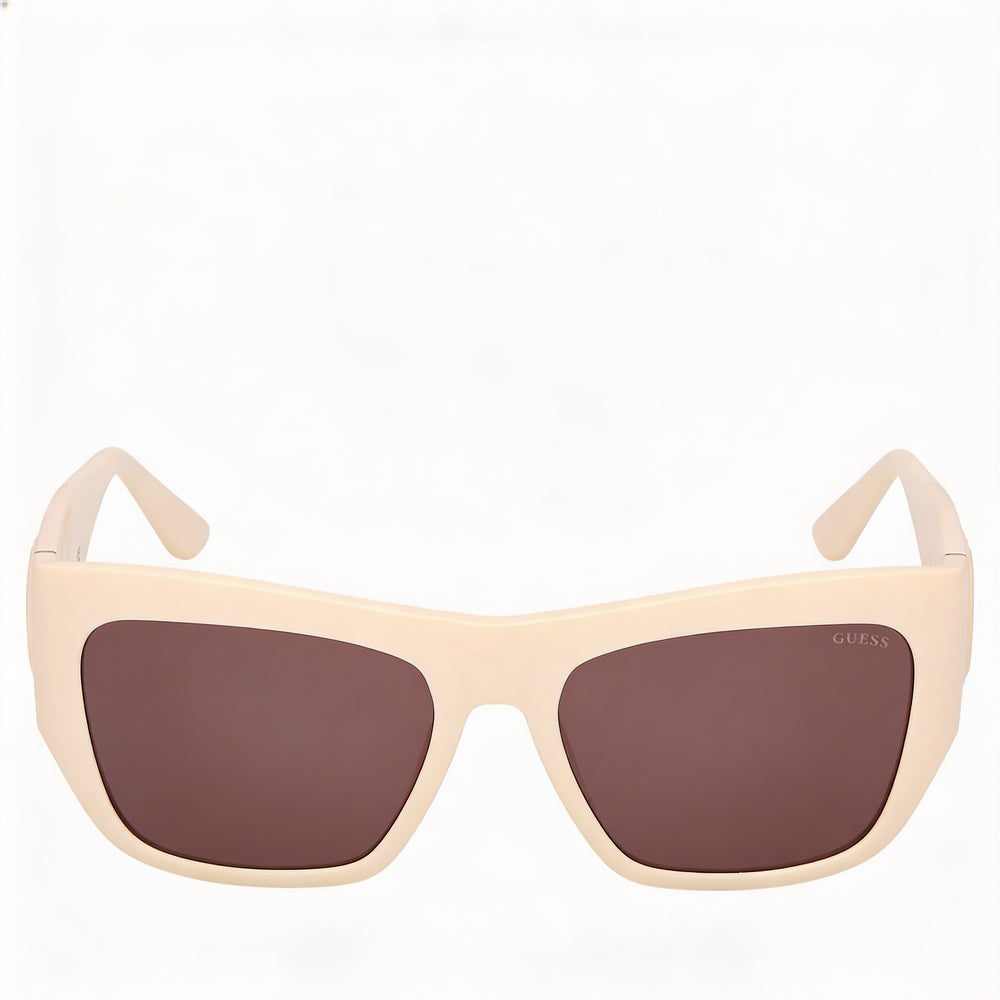 GUESS Gu00252 Montura de plástico color marfil brillante para mujer Lentes moradas con protección 100 % UVA y UVB 54 mm