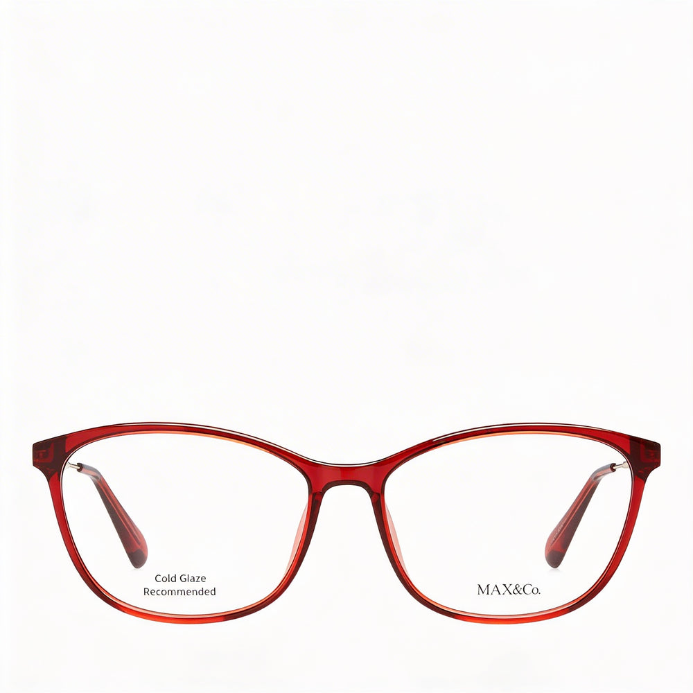 Max & Co. Casual Women's Eyeglasses with Injected Bordeaux Frame and Non-Polarized Transparent Lenses, 54mm