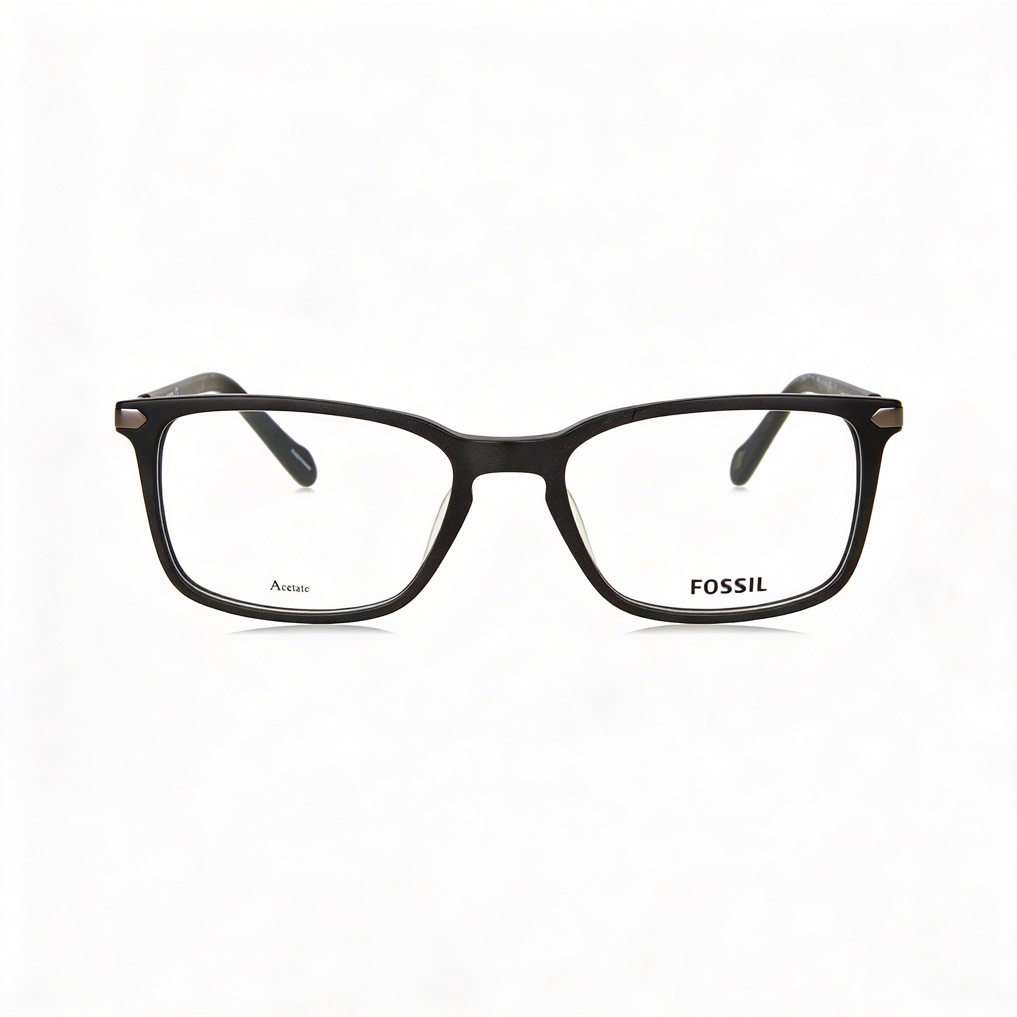 Fossil 7075/G Gafas Unisex Rectangulares de Acetato Negro Mate y Acero Inoxidable de 52 mm, Photo 1