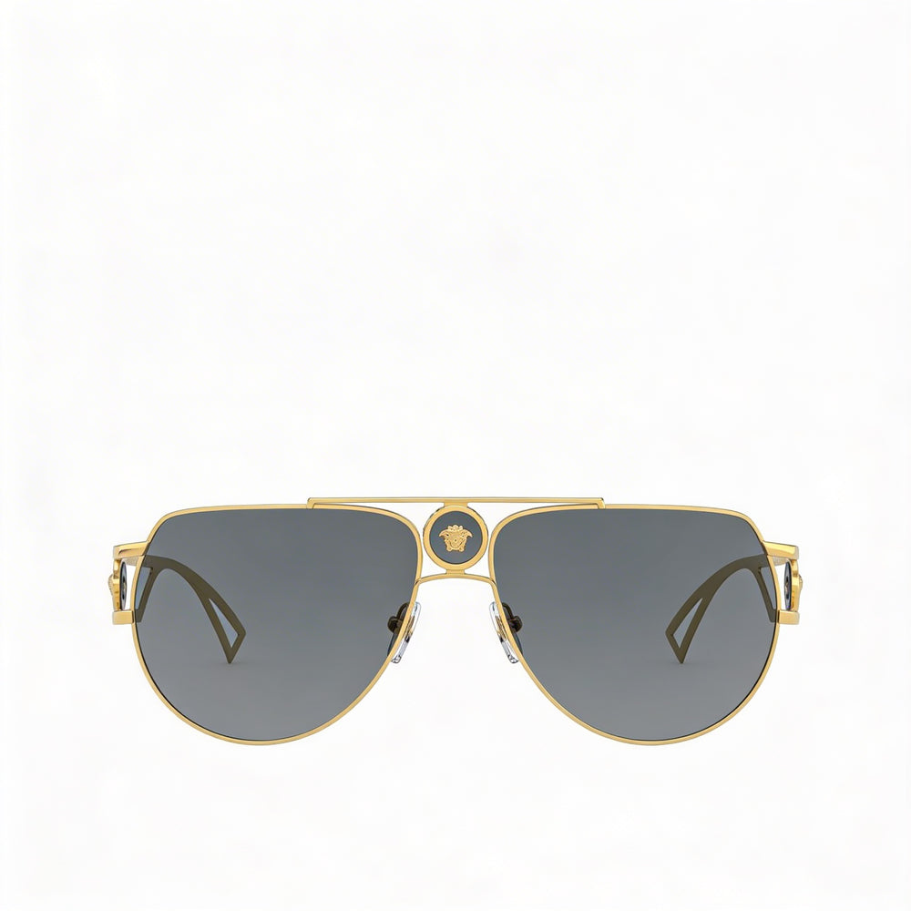 Versace Ve 2225 Unisex Montura de metal dorado gris oscuro Lente multicolor Protección UV 60mm