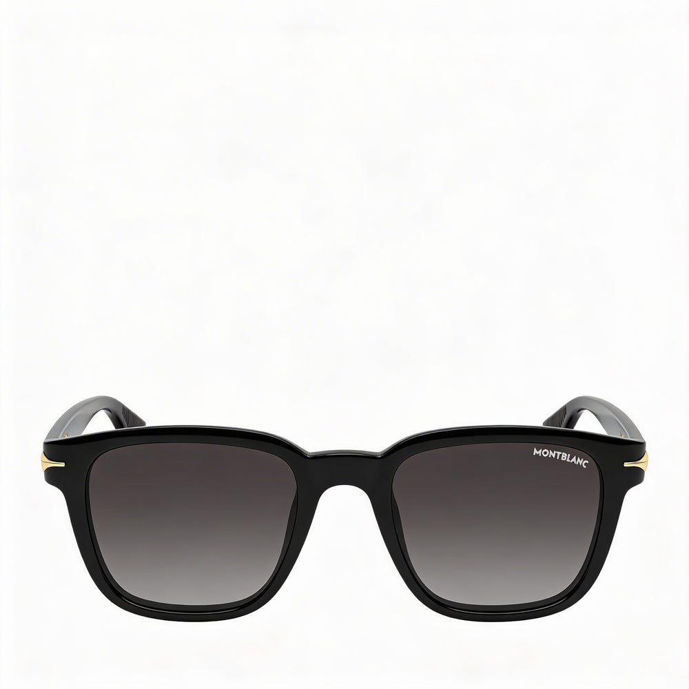 MONTBLANC MB0302S Gafas de sol rectangulares para mujer, de acetato reciclado negro y gris, 100% UV, no polarizadas 51