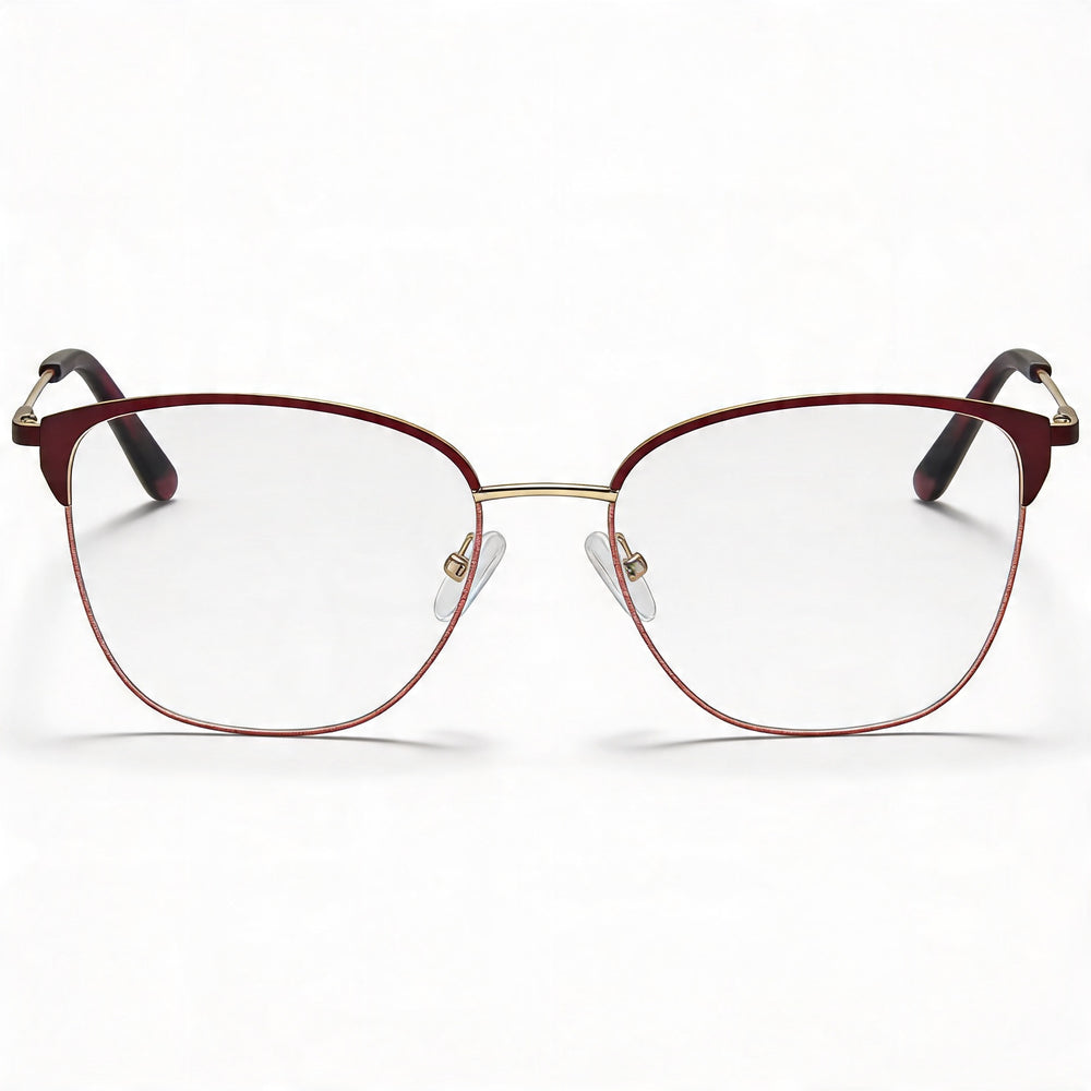 Adensco Classic Men’s Burgundy Metal Frame Eyeglasses with Multicolor Polycarbonate Lenses (53-16-135)
