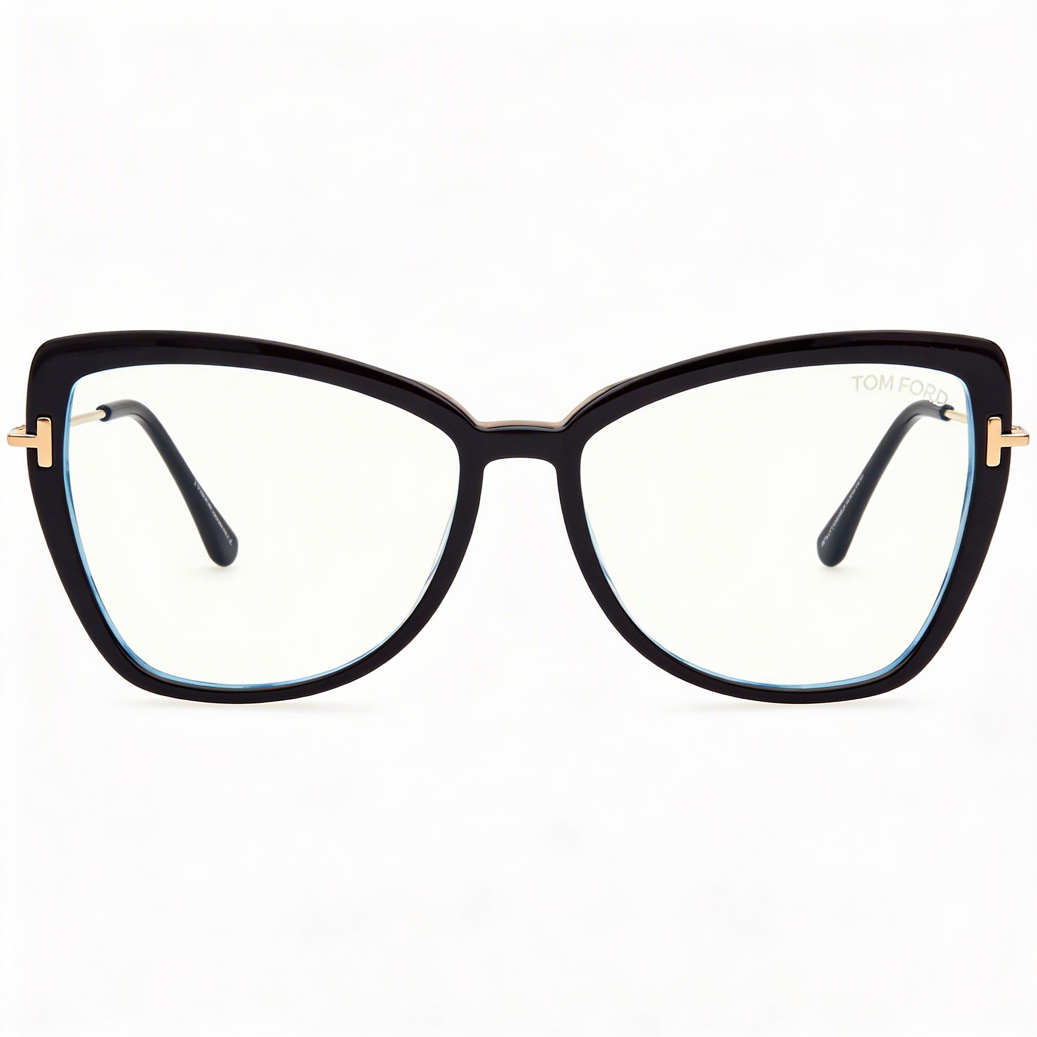 Tom Ford Ft5882-b Women's Blue-Light Block Butterfly Plastic Eyeglasses, Black, Pale Gold, 55mm, Photo 2