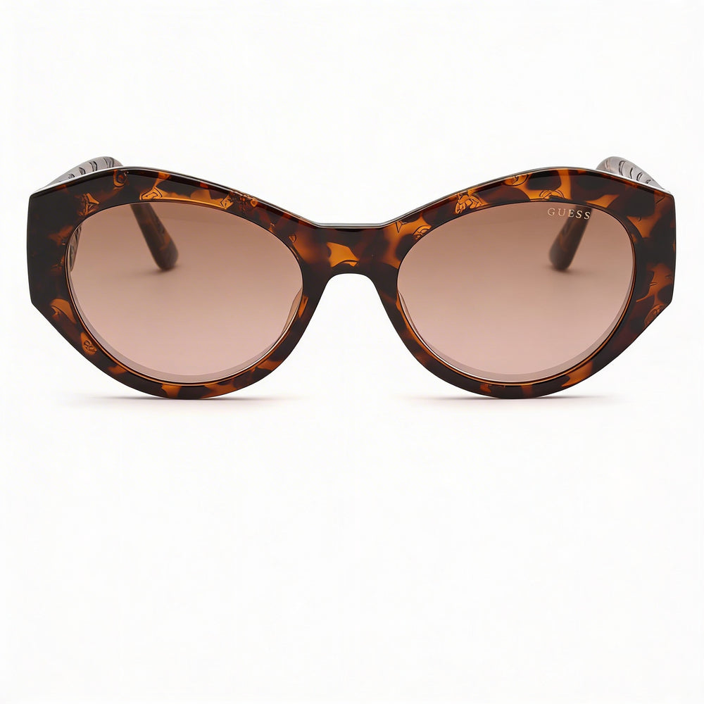 Guess GU772852G52 Women's Oval Dark Havana Gradient Brown Plastic Brown Mirrored Non-Polarized UV Protection 52mm
