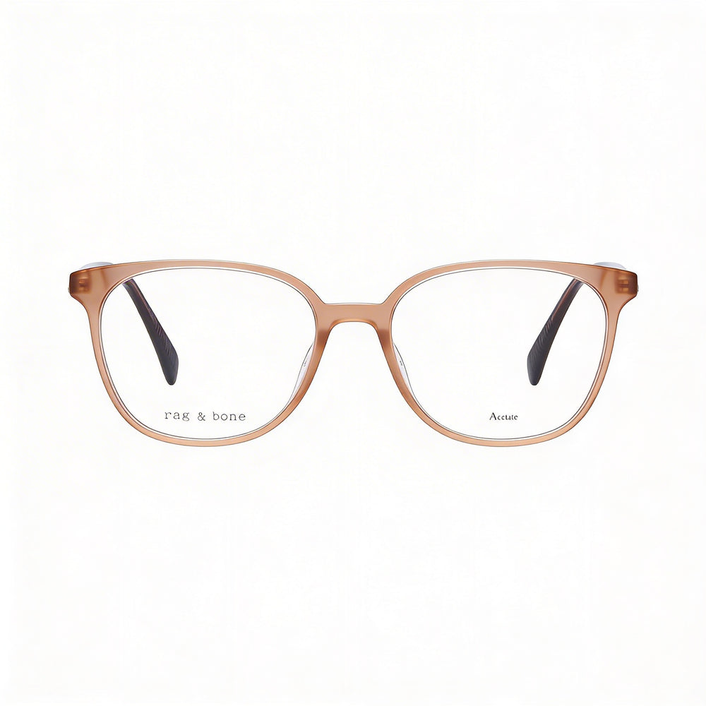 Gafas modernas de acetato marrón para mujer de Rag & Bone con lentes de 52 mm, puente de 16 mm y patillas de 140 mm
