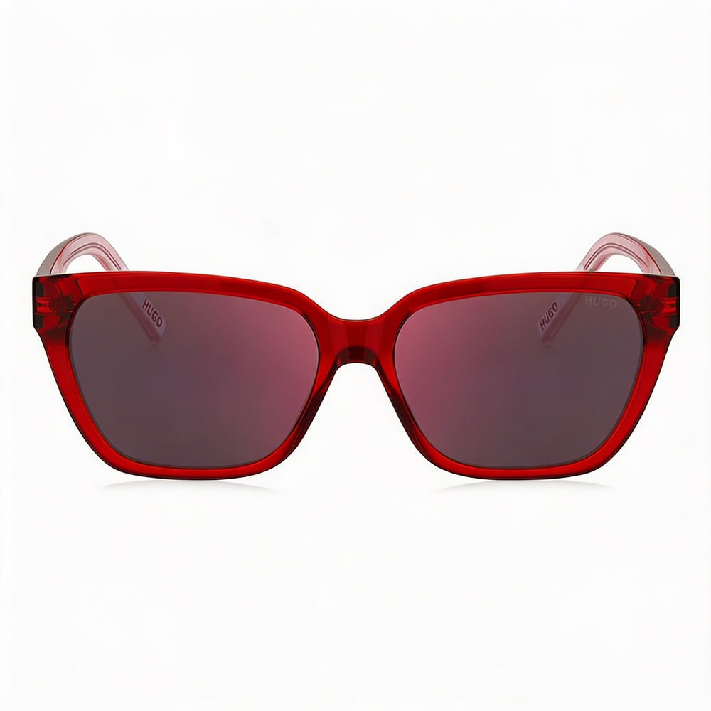 Gafas de sol de acetato para mujer HUGO Contemporary en color rojo y rosa con lentes rojas no polarizadas de 56 mm