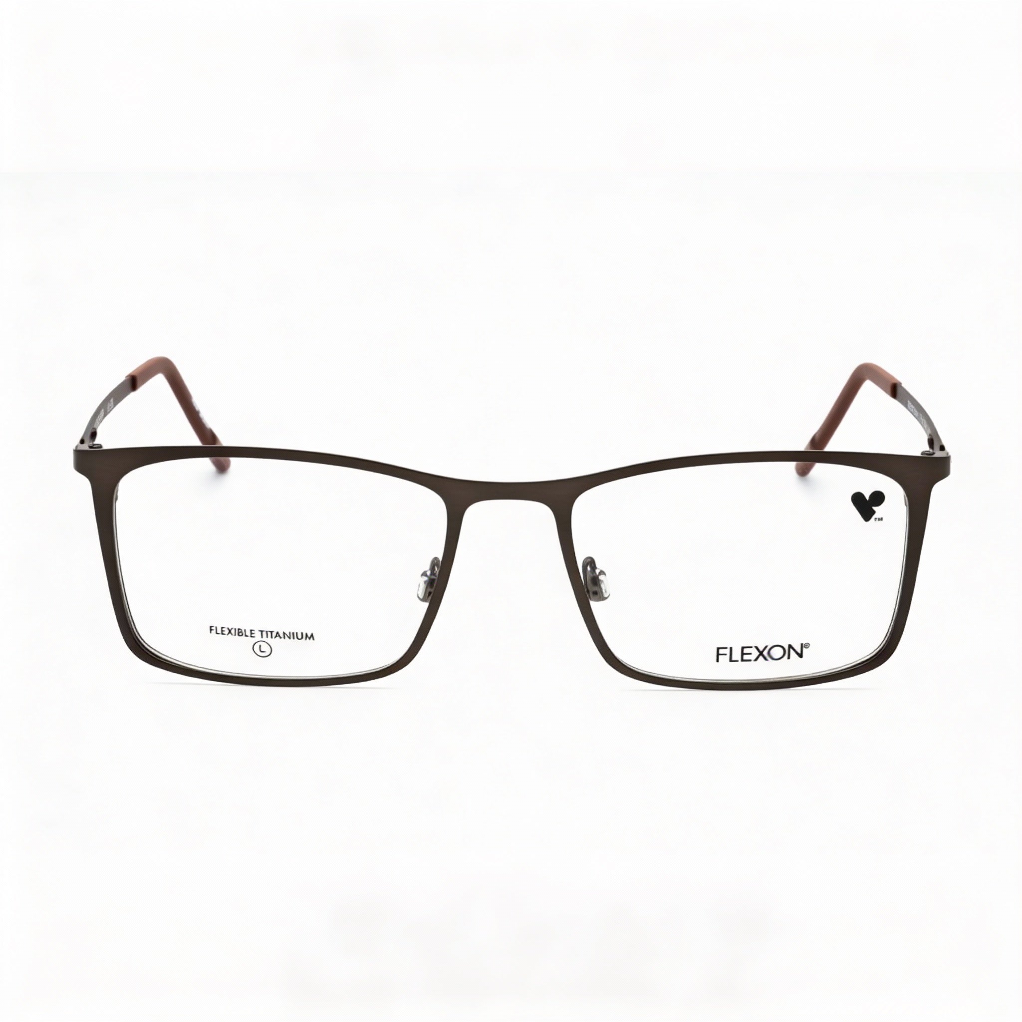 Flexon Optical Eyeglasses Frames for Men, Prescription Ready with Clear Demo Lenses, Matte Gunmetal Sepia, Photo 1