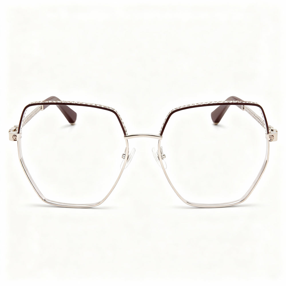 Gafas de sol Philipp Plein Vpp054s con montura de metal y forma de ojo de gato para mujer, con cristales en oro rosa burdeos (57-15-135)