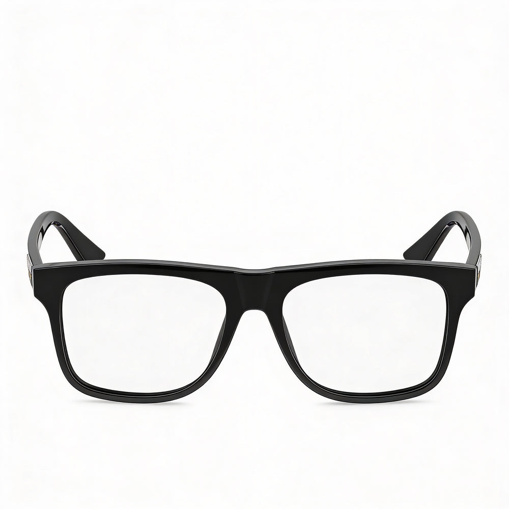 Gucci GG1117O Men's Square Eyeglasses with Shiny Black Injected Plastic Frame and Clear Lenses 56mm
