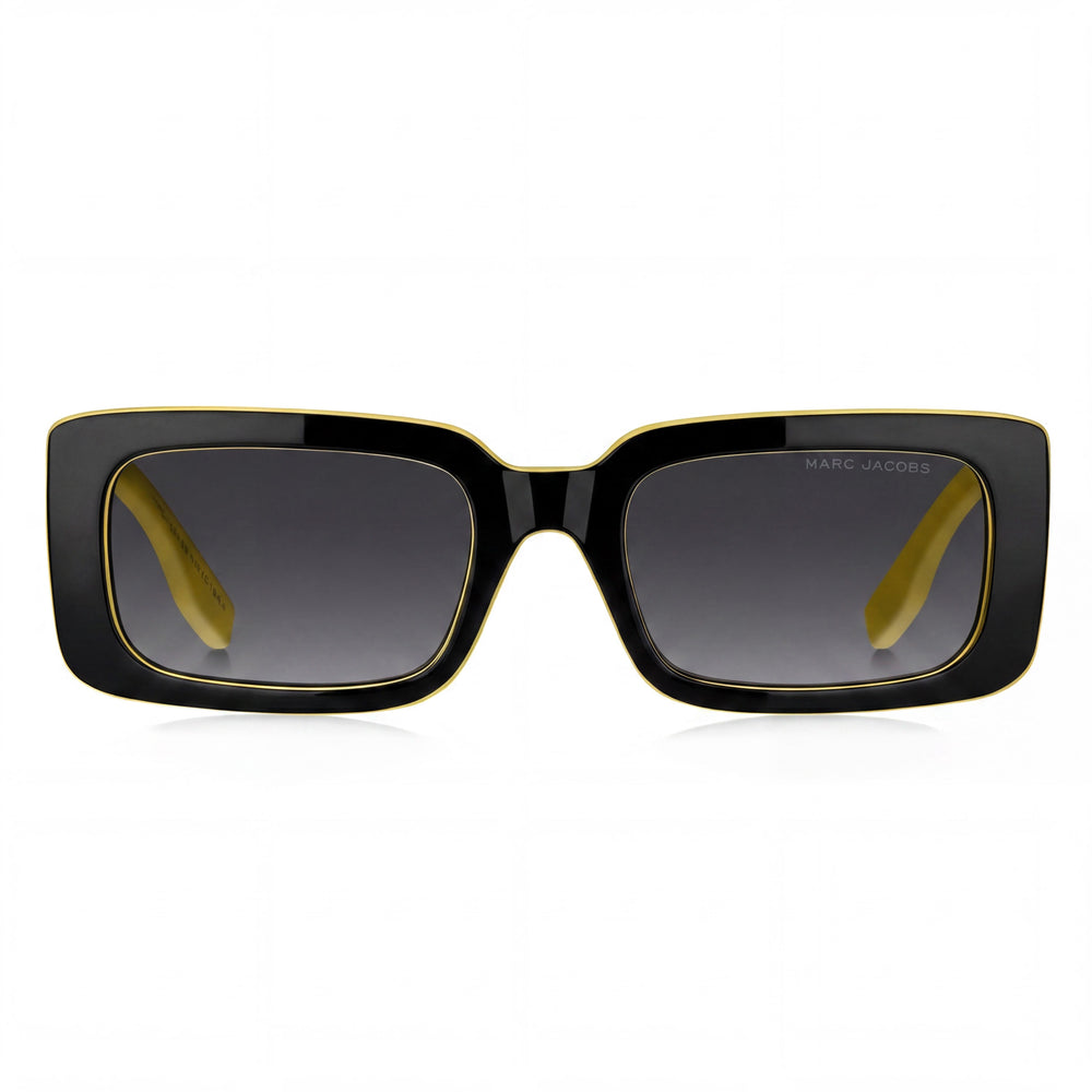 Marc Jacobs Classic Women's Plastic Sunglasses, Black Yellow Frame, Dark Grey Shaded Lenses, 53-20-145mm