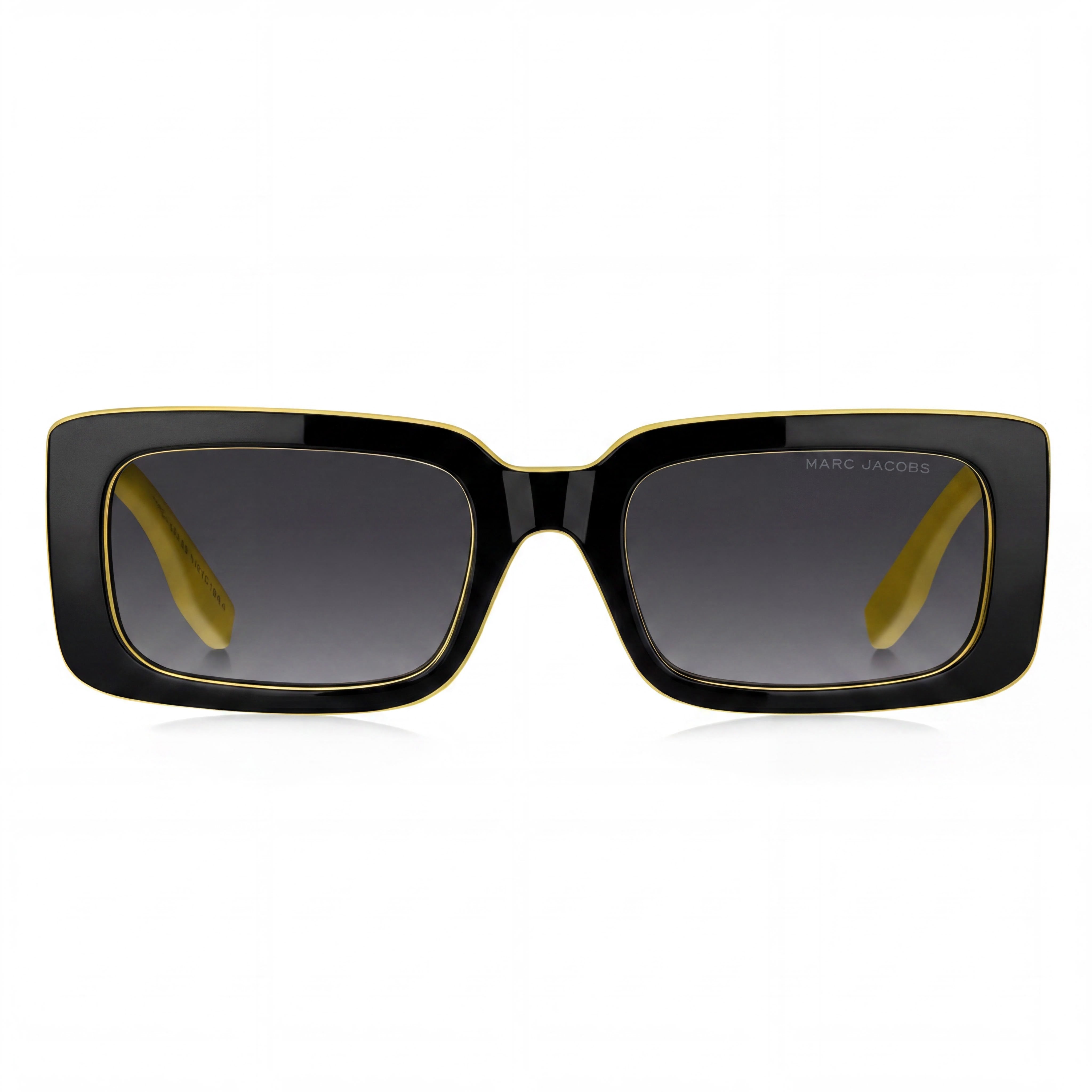 Marc Jacobs Classic Women's Plastic Sunglasses, Black Yellow Frame, Dark Grey Shaded Lenses, 53-20-145mm, Photo 2