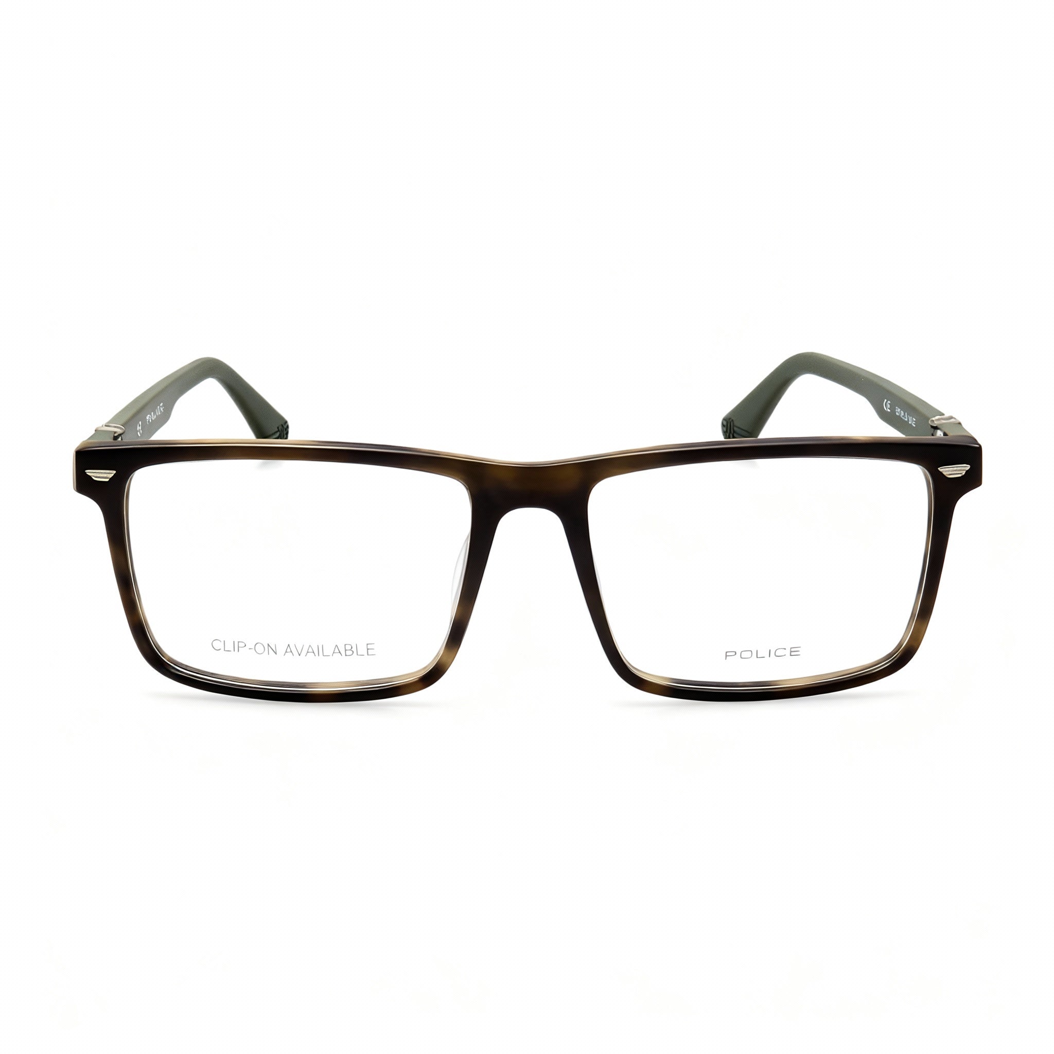 Police VPLF74 Modern Men's Acetate & Metal Non-Polarised Eyeglasses Matt Striped Green 54mm