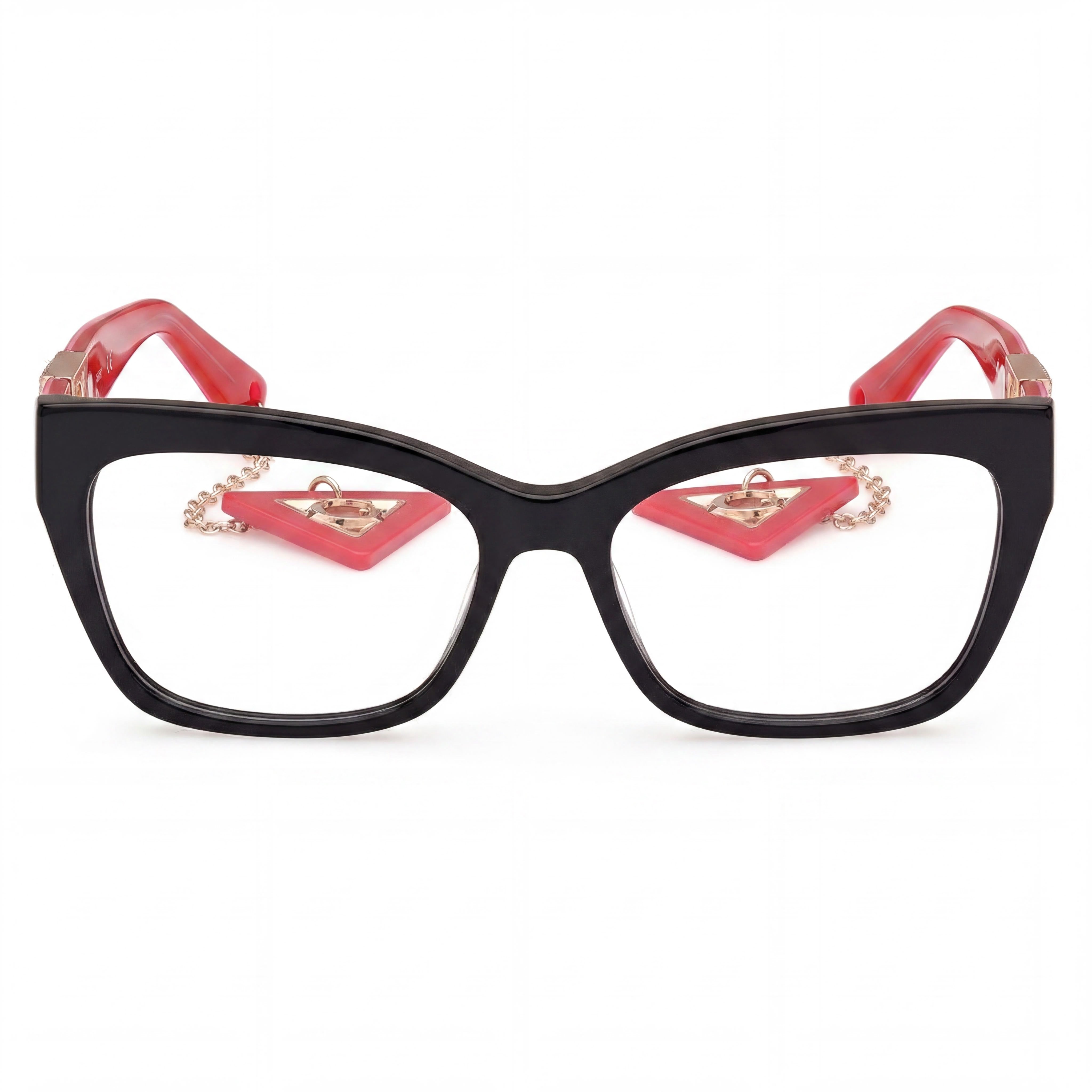 GUESS GU2960 Gafas de Mujer de Acetato Negro de Estilo Moderno, Montura Completa Rectangular, Lente Transparente 54-16-145, Photo 2
