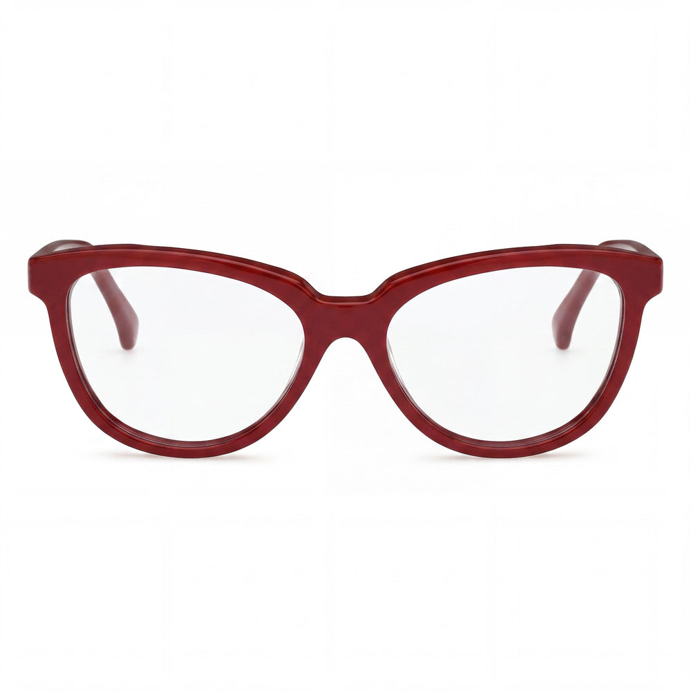 MaxMara Mm5143 Women's Dark Red Plastic Lightweight Frame with Polycarbonate Clear Lenses 53mm