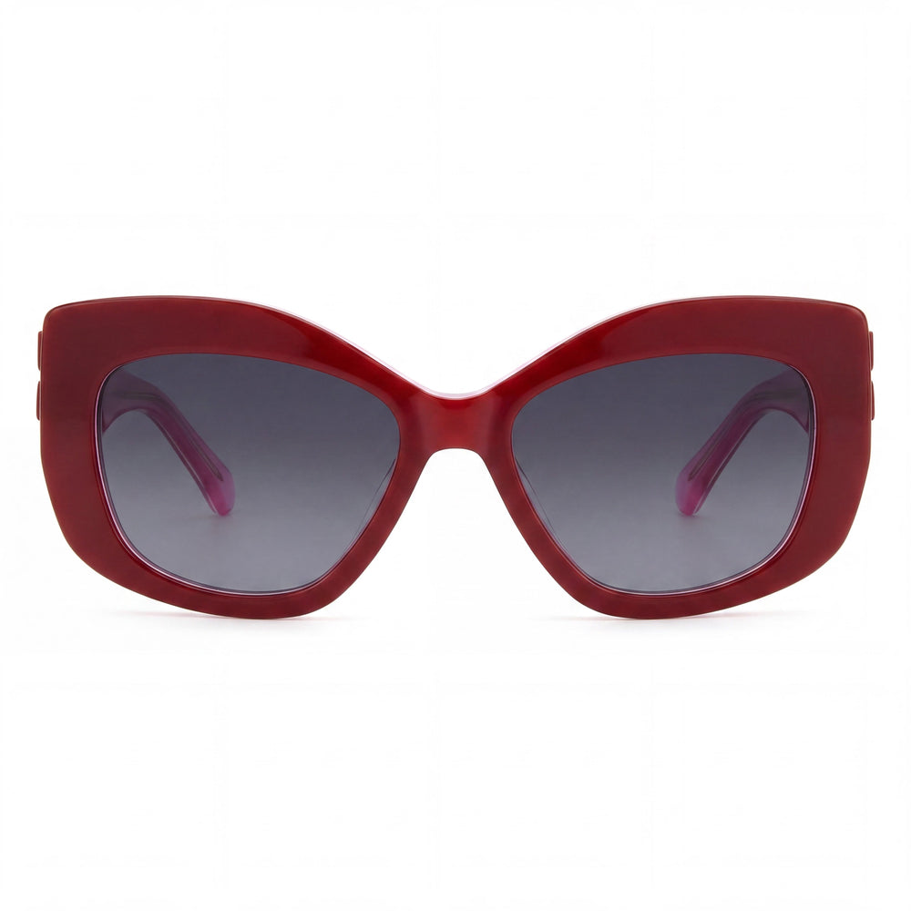 Gafas de sol de policarbonato no polarizadas Kate Spade New York casuales para mujer, rojas, con marco de aceite ecológico, con cristales grises oscuros degradados, de 54 mm