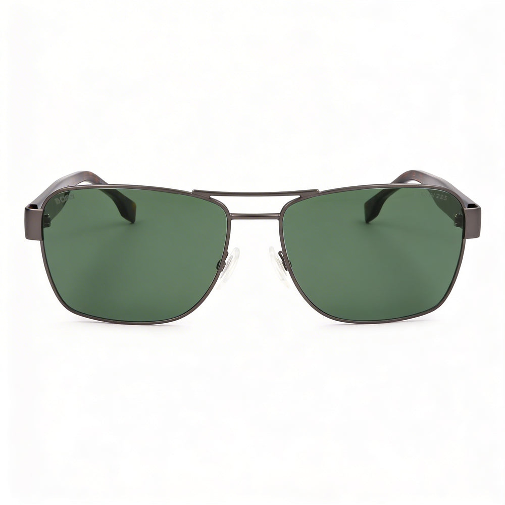 Hugo Boss Modern Unisex Havana Stainless Steel Sunglasses, Green Non-Polarized Lenses, UV Protected, 60mm