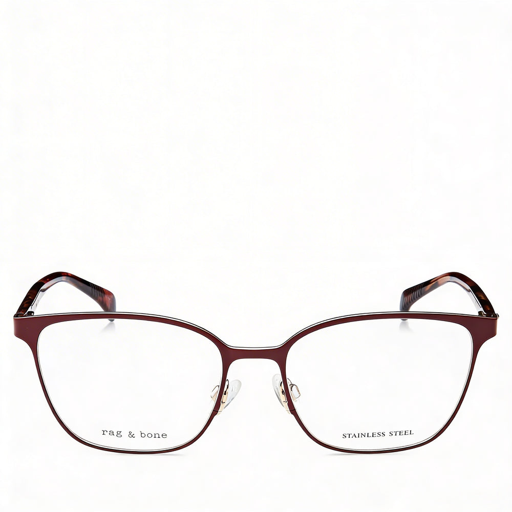 rag & bone Gafas de sol modernas para mujer con montura de acero aleado, acabado rojo burdeos y lentes de policarbonato de 53 mm