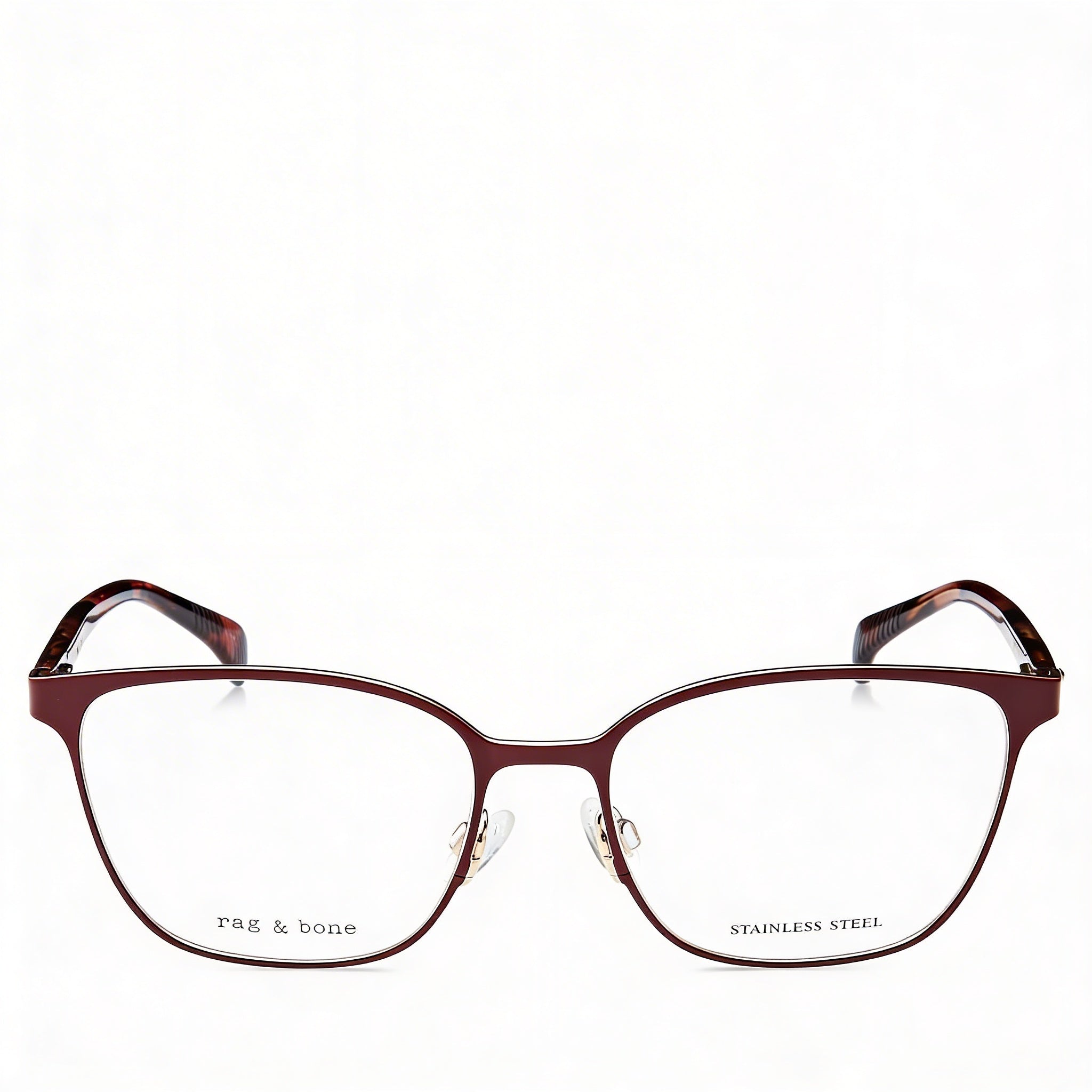rag & bone Gafas de sol modernas para mujer con montura de acero aleado, acabado rojo burdeos y lentes de policarbonato de 53 mm, Photo 2