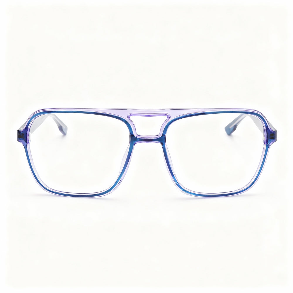 MCALLISTER Mc4534 Men's Full Rim Metal Clear Lens Eyeglasses in Teal Purple, Lens Width 56mm, Bridge Width 18mm, Temple Length 140mm
