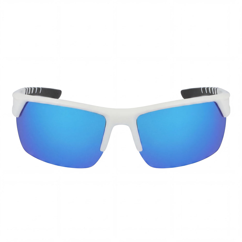 Gafas de sol rectangulares deportivas polarizadas de plástico Columbia para hombre, 100 % protección UV, blanco azul flash, 70 mm