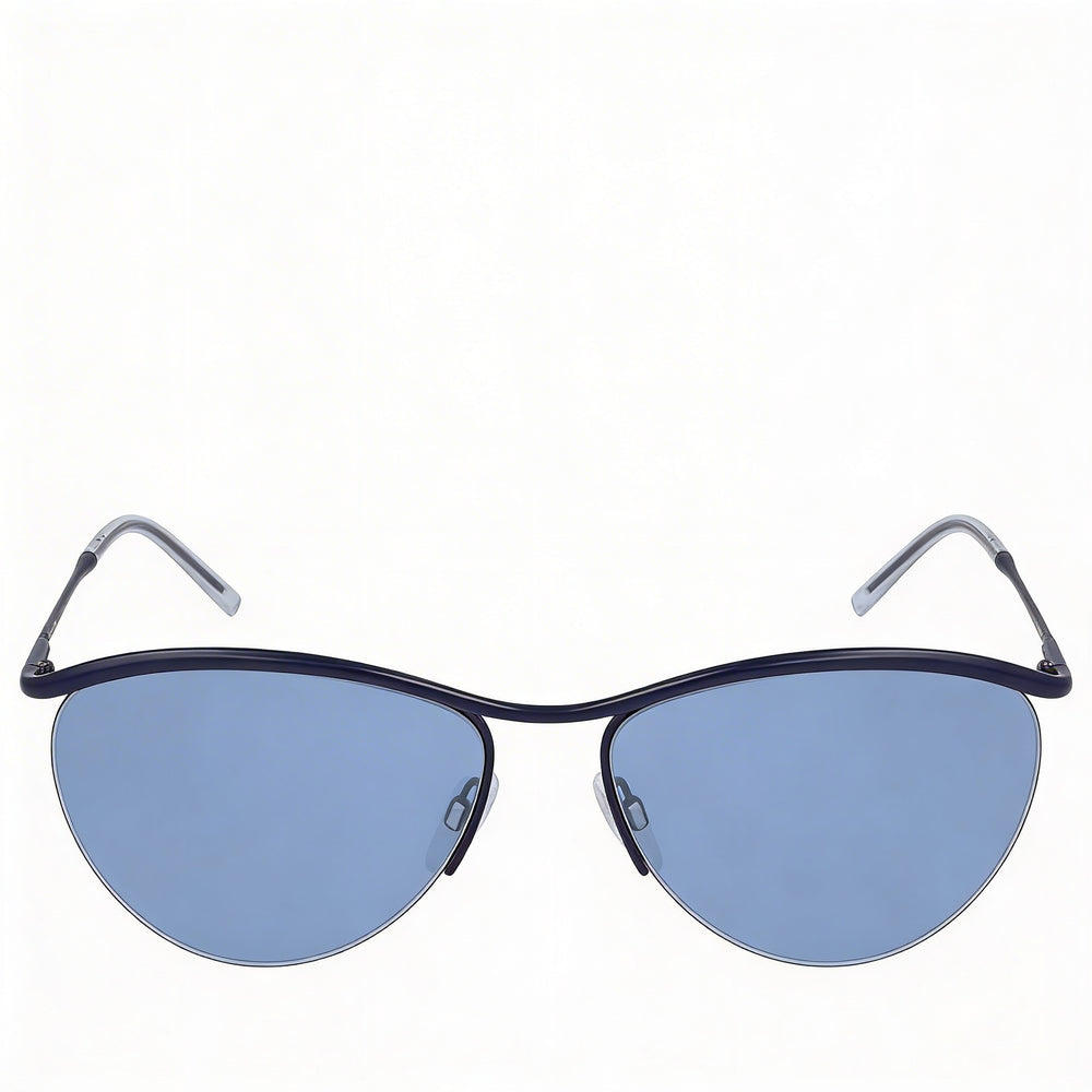 DKNY Dk107s Women's Cateye Plastic Frame UV Protection Non-Polarized Sunglasses with Navy Frame and Blue Lenses 56mm