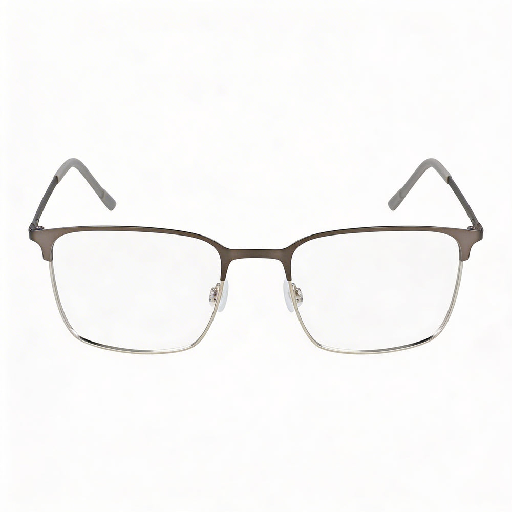 Flexon E1140 Unisex Acetate Frame Eyeglasses with Polycarbonate Non- Lenses Matte Gunmetal/Silver 54mm